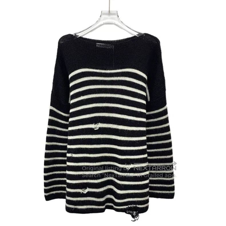 Dior Dior 24 colour-blocked hole design striped alpaca wool off Size XXS / US 00 / IT 34 - 1 Thumbnail