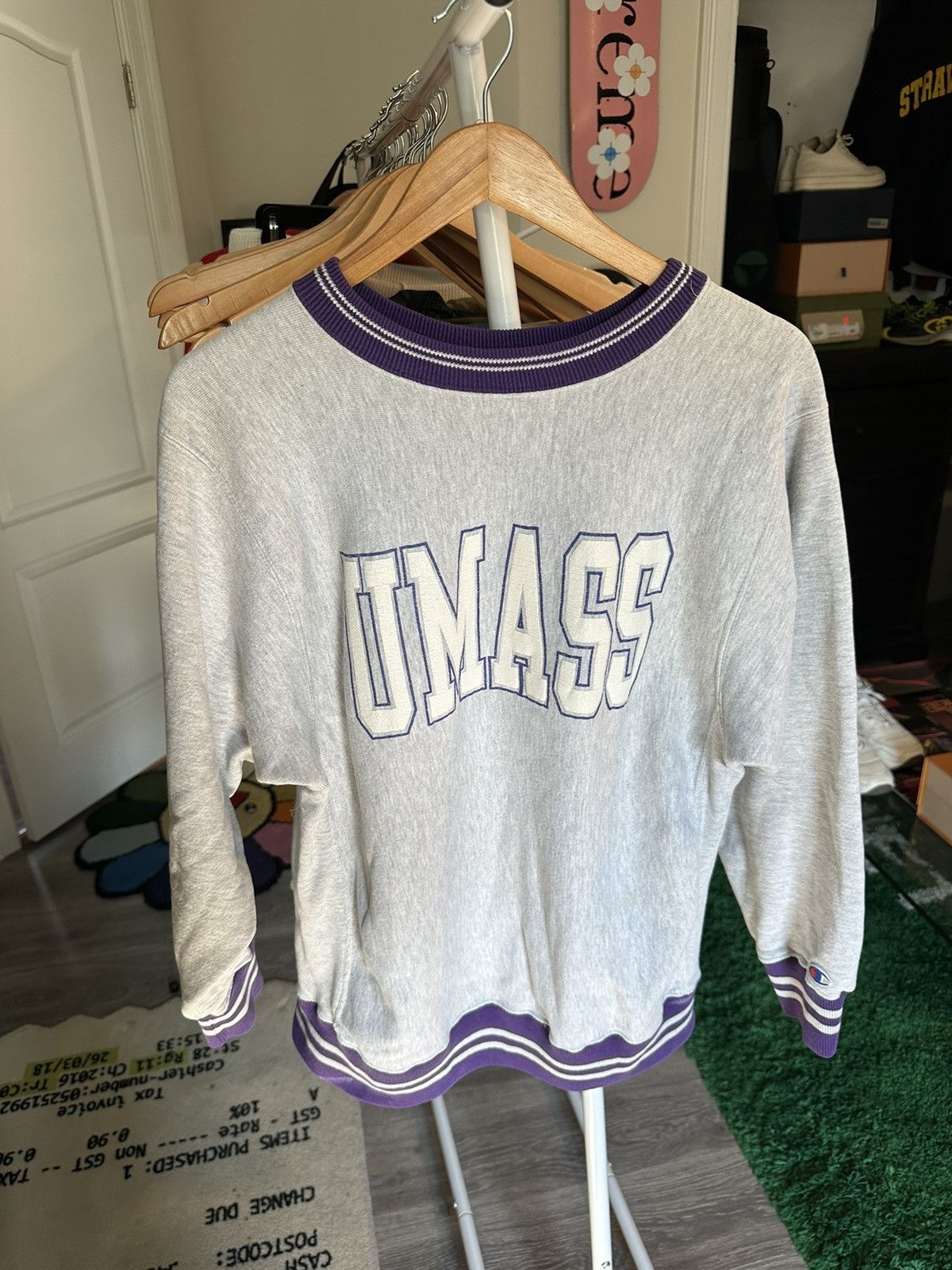 Vintage Vintage Champion UMass Minutemen Spell Out Acid Wash Shirt Size US L / EU 52-54 / 3 - 1 Thumbnail