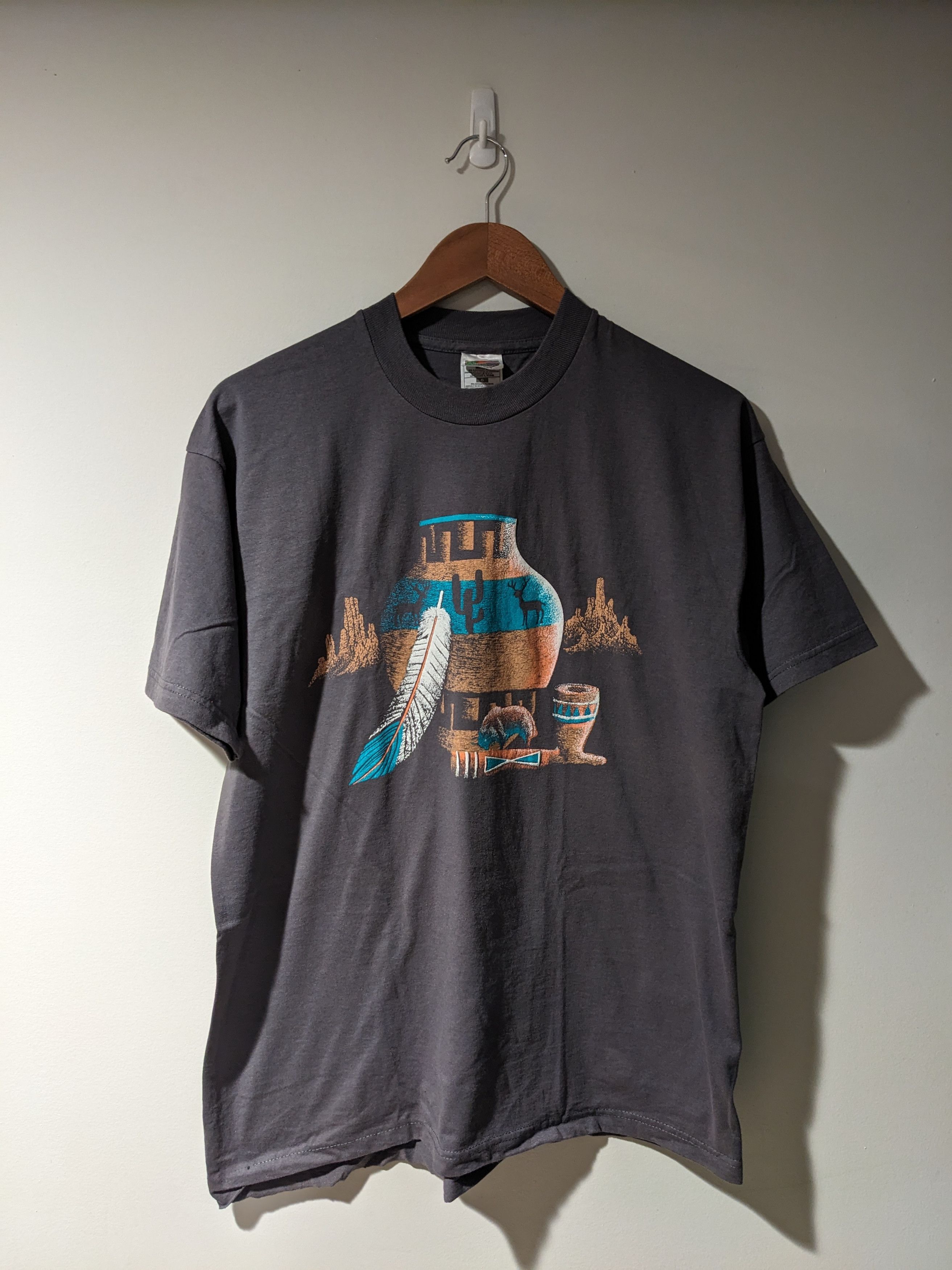 Vintage Vintage 90s Tribal Desert Pottery Clay Gray Large T-Shirt Size US L / EU 52-54 / 3 - 1 Thumbnail