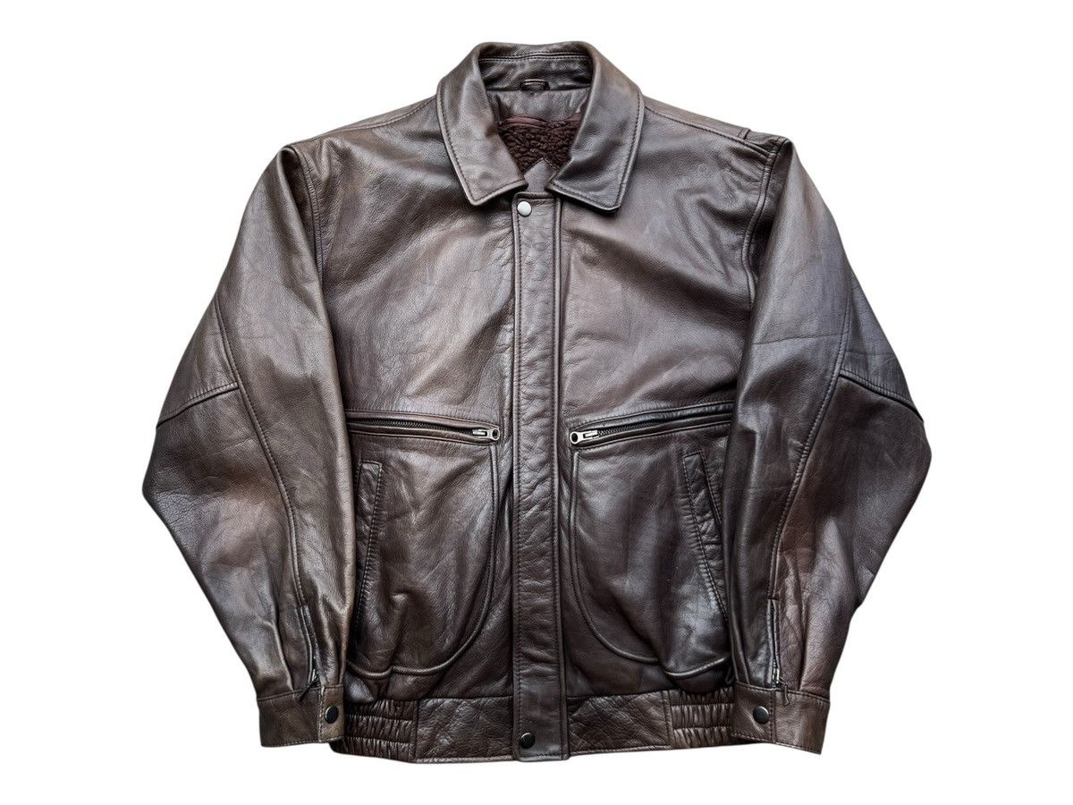 Vintage Vintage 90s Tobell G1 Brown Leather Jacket Size US L / EU 52-54 / 3 - 9 Thumbnail