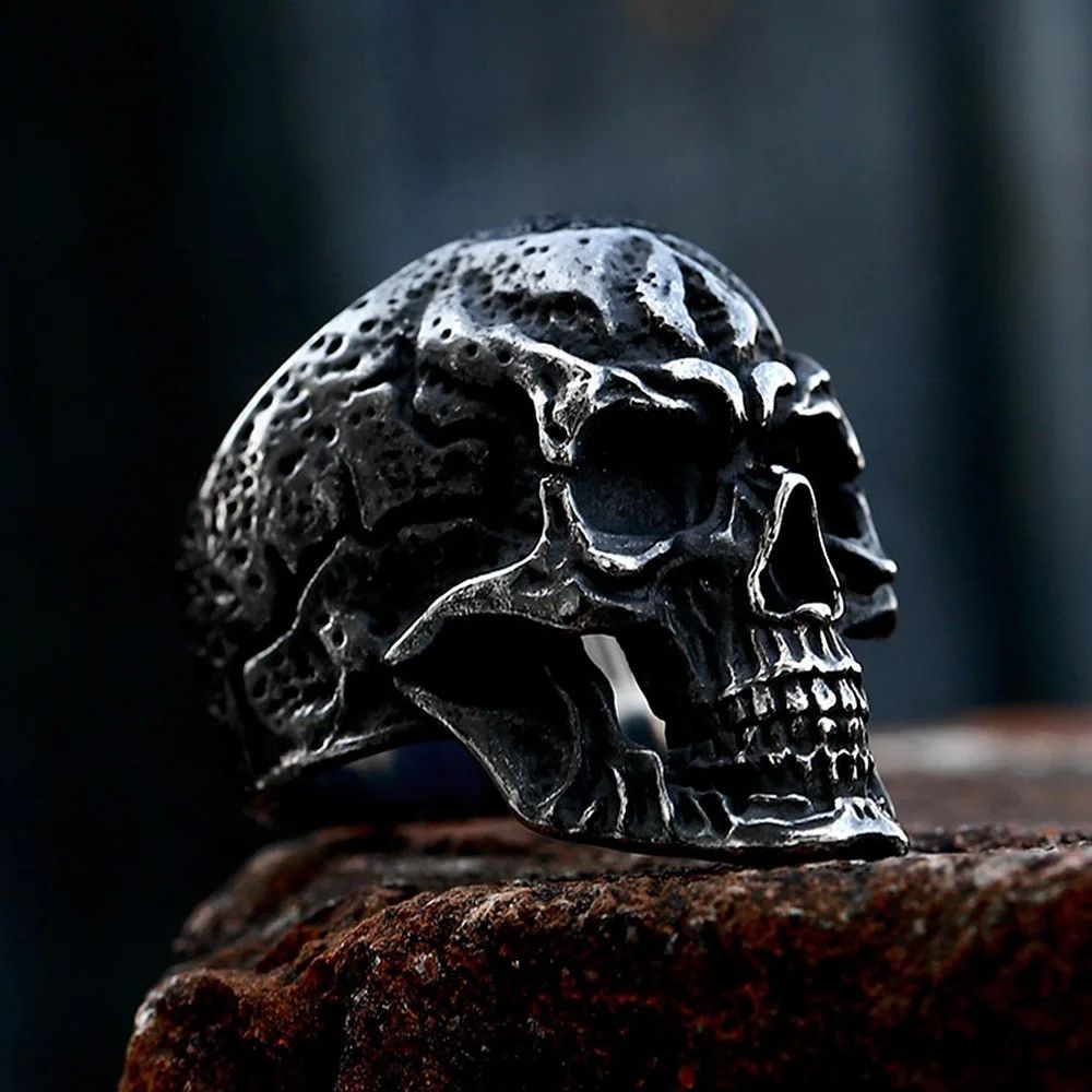 Vintage Black Skull Ring Size ONE SIZE - 4 Thumbnail