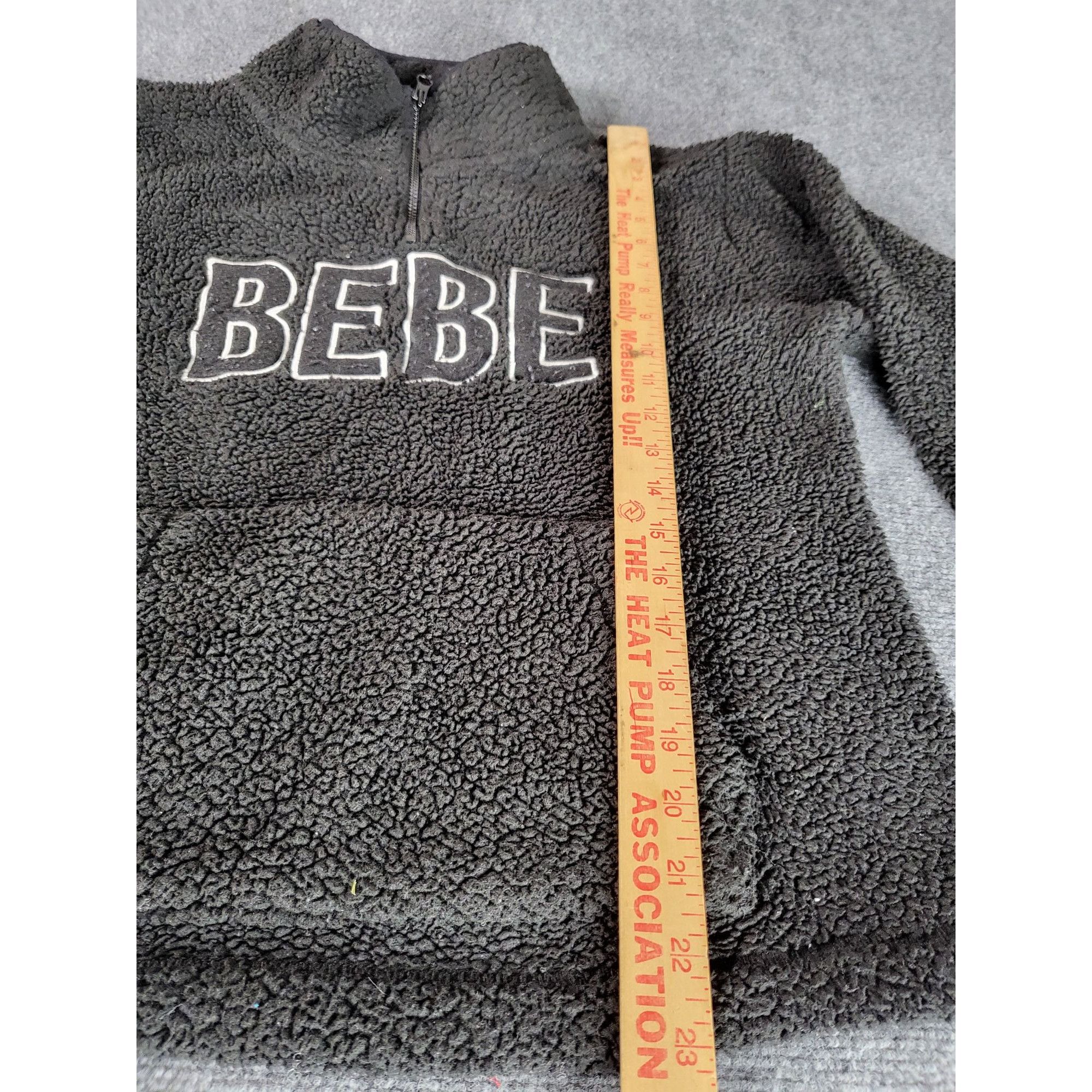 Bebe Bebe Black Faux Shearling Quarter Zip Logo Embroidered Sweat Size M / US 6-8 / IT 42-44 - 3 Thumbnail
