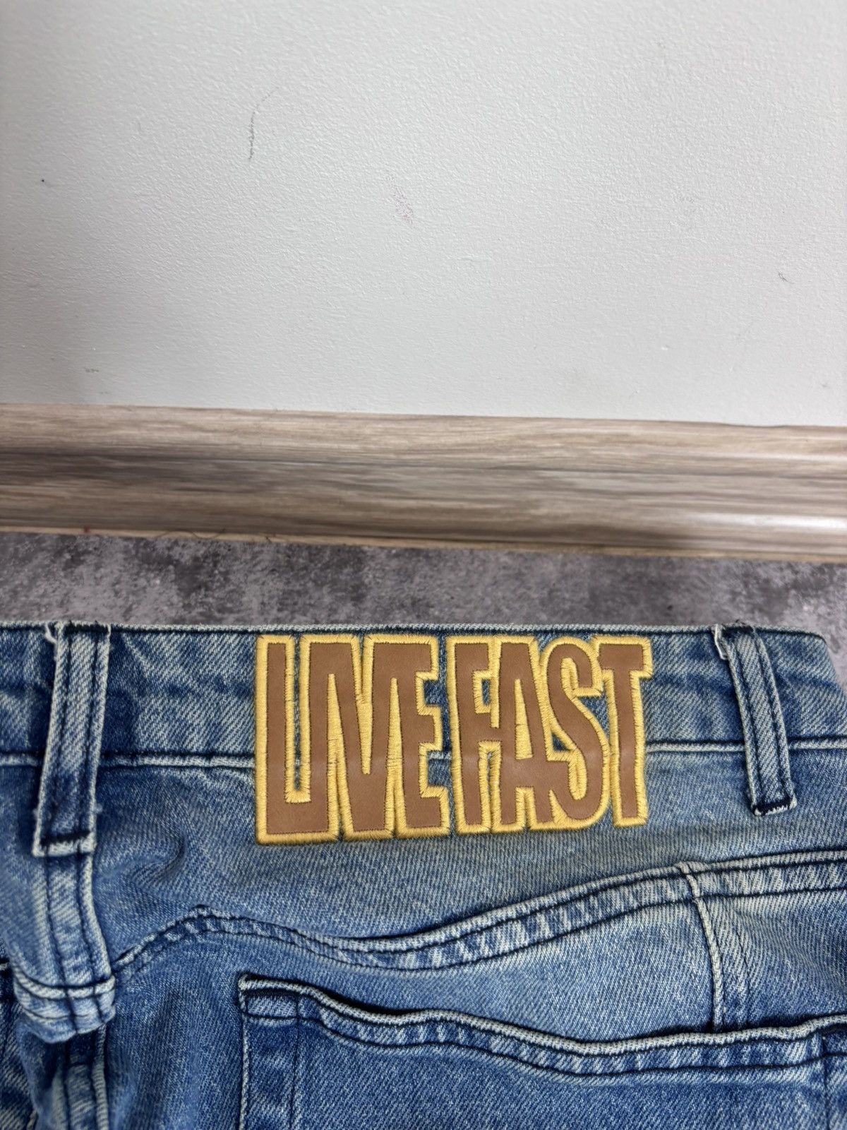 LFDY LFDY Live Fast Die Young Blue Multipocket Baggy Cargo Jeans Size US 34 / EU 50 - 18 Thumbnail