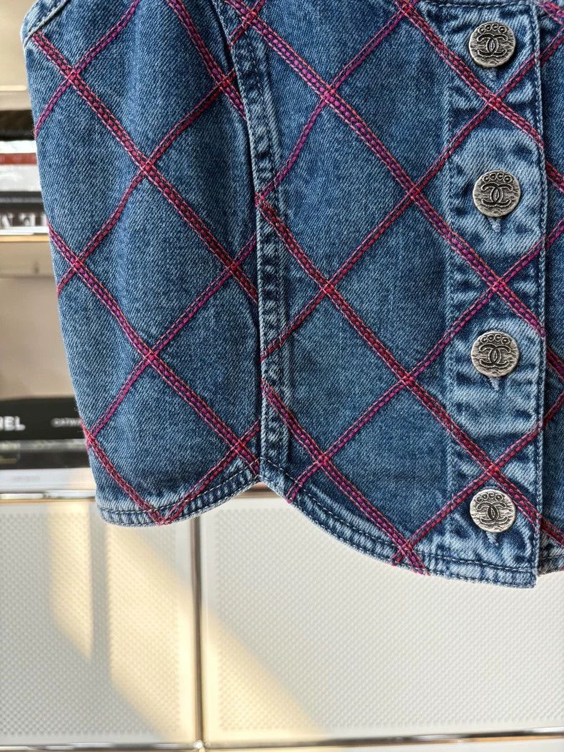 Chanel Chanel 22coco beach diamond checkered denim suspenders Size XS / US 0-2 / IT 36-38 - 2 Thumbnail