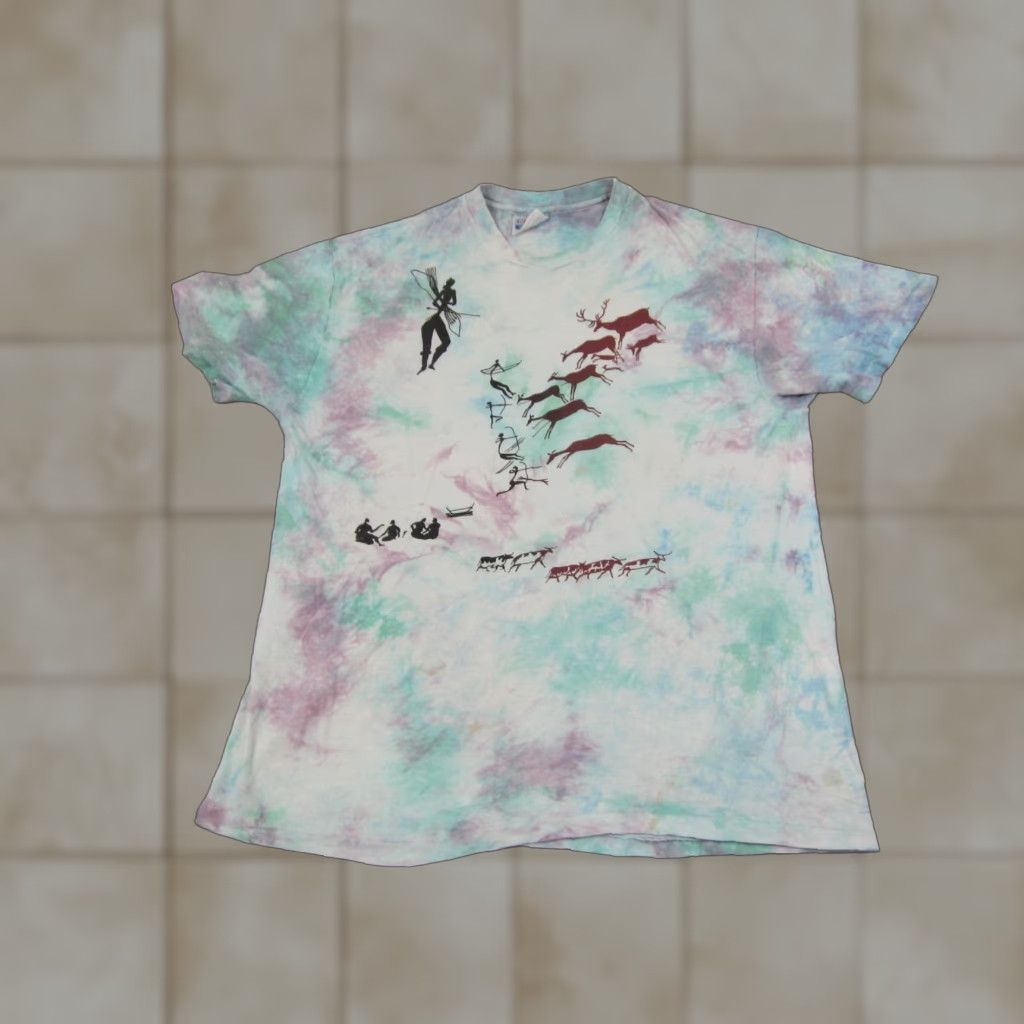 Hanes Vintage Hanes Shirt XL White Crew Neck Short Sleeve 90s Mens T-Shirt USA Desert Deer Cave Drawings Size US XL / EU 56 / 4 - 1 Thumbnail