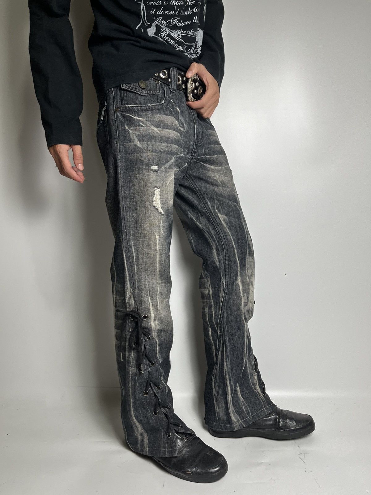 Isamu Katayama Backlash Lace up blackbaccara pant vkei style japanese brand Size US 30 / EU 46 - 14 Thumbnail