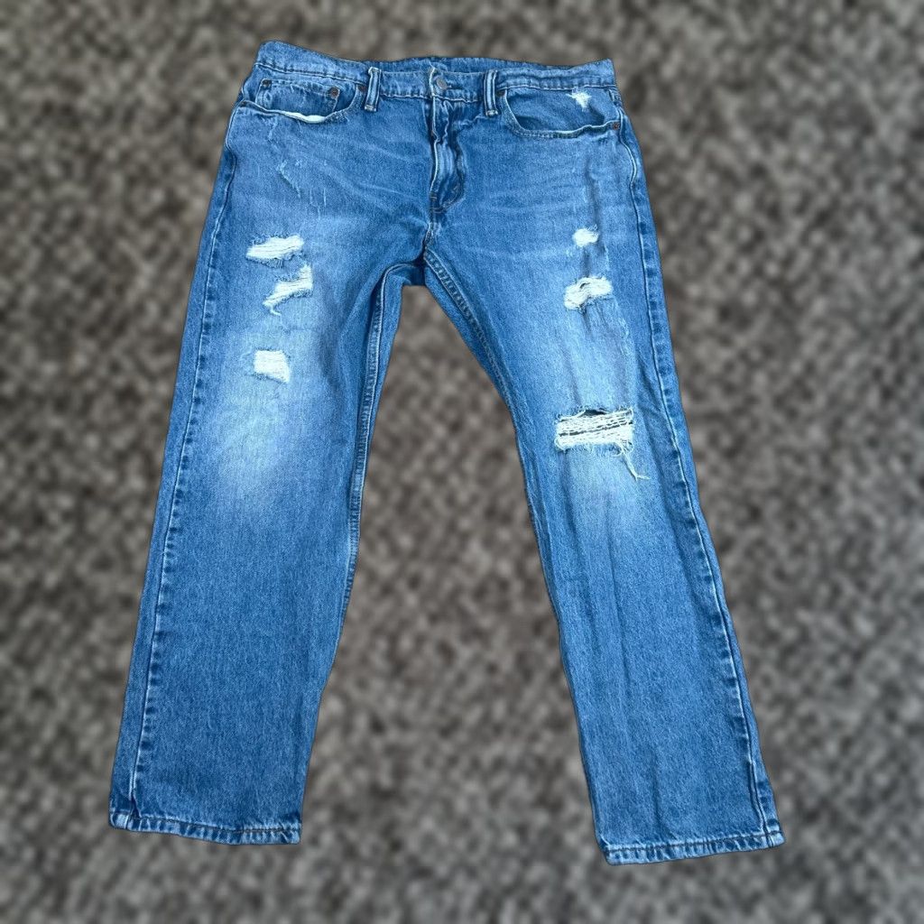 Levi's Levi's 502 Jeans Mens Regular 36x28 Blue Denim Distressed 5-Pocket Stretch Straight Denim Jeans Mens Regular Blue Distressed Levi's 502 Size US 36 / EU 52 - 1 Thumbnail