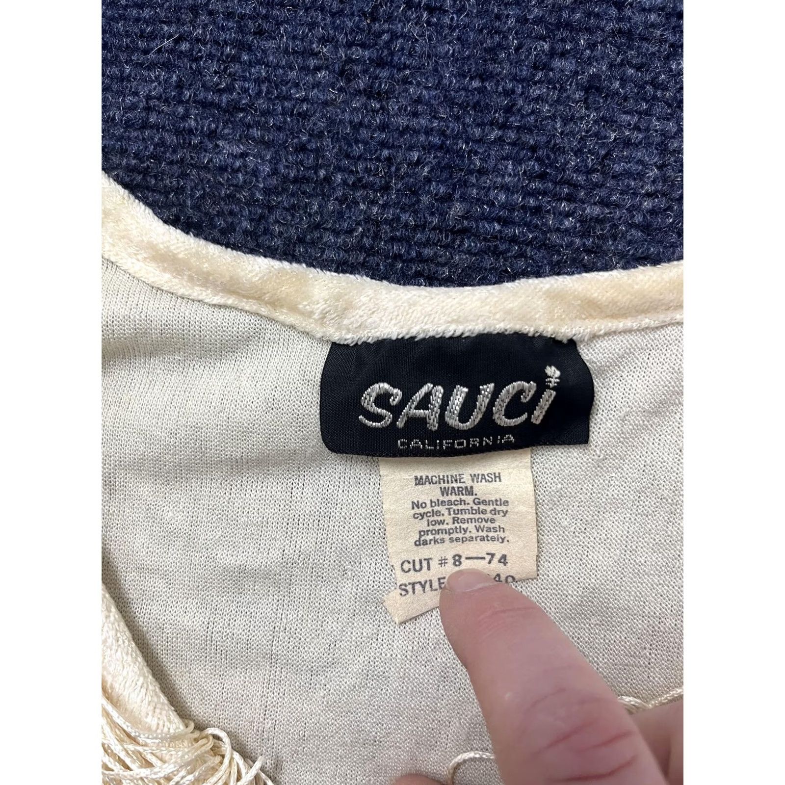 Vintage VINTAGE Sauci California Shirt Womens Large Cream Fringe Long Sleeve Boho 70s Size L / US 10 / IT 46 - 3 Thumbnail