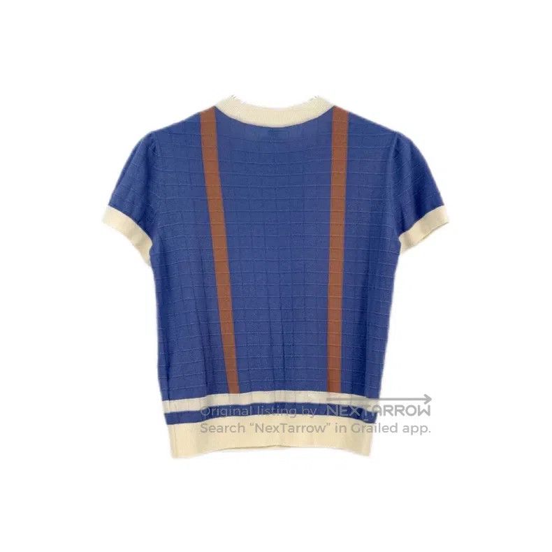 Hermes Hermes Light Blue Rope Pattern Wool Short Sleeve Sweater Size S / US 4 / IT 40 - 2 Thumbnail
