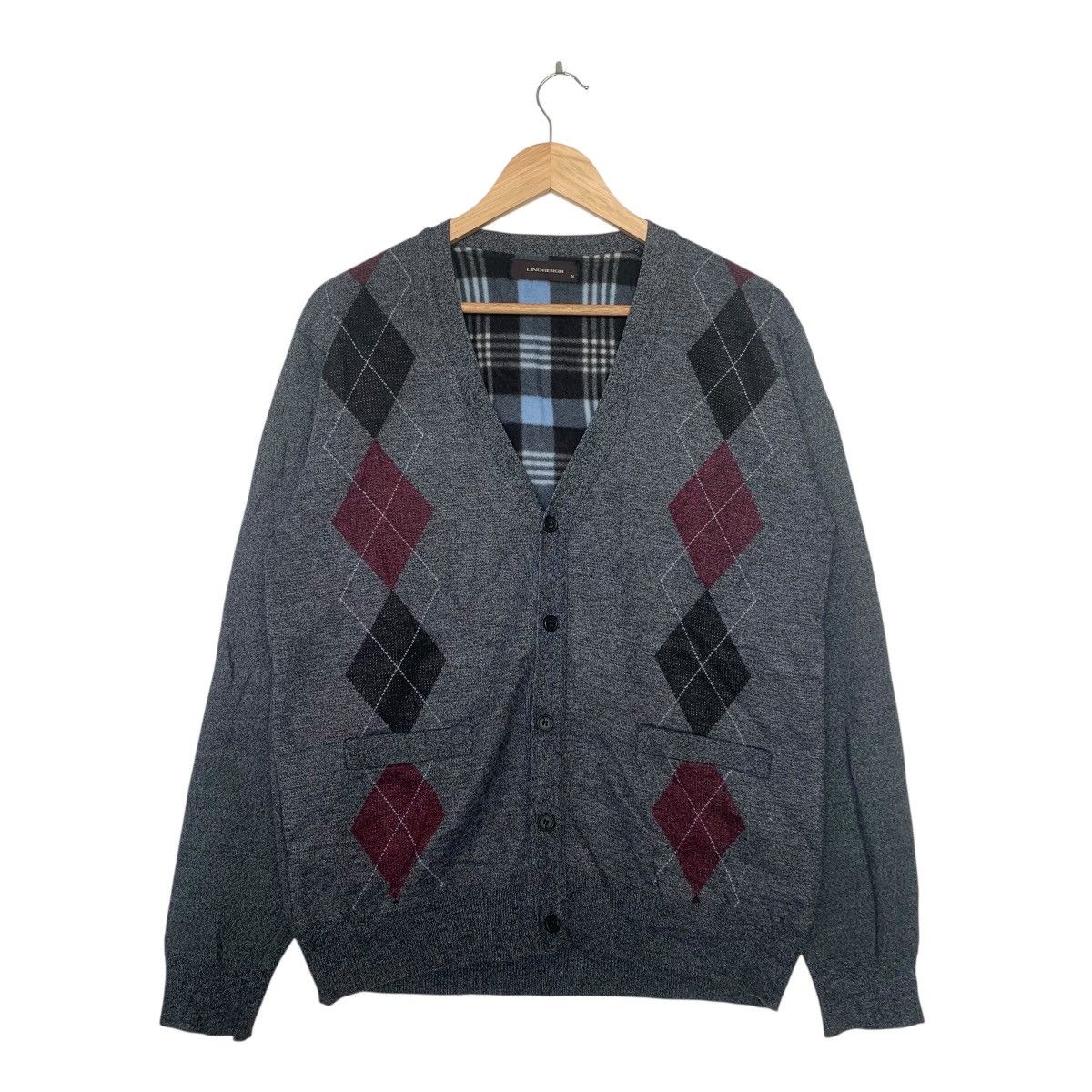 Vintage LINDBERGH JAPAN Checkered Plaids Cardigan Sweater