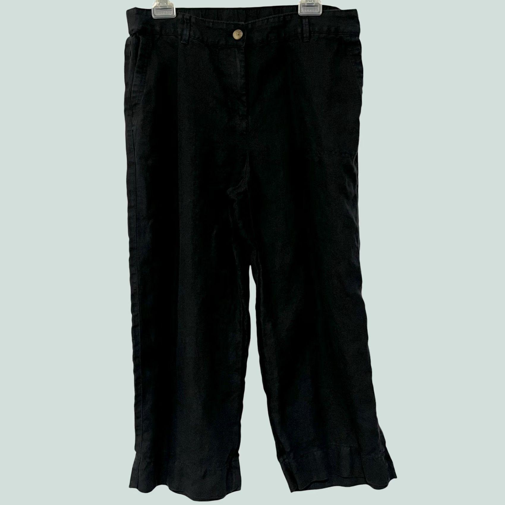 J. Jill J Jill Love Linen Black Pants Relaxed Stretch Waist Pockets Women’s Sz Petite M PM Inseam 22 in Casual Beach Bohemian Linen Pants Women Size 32" / US 10 / IT 46 - 1 Thumbnail