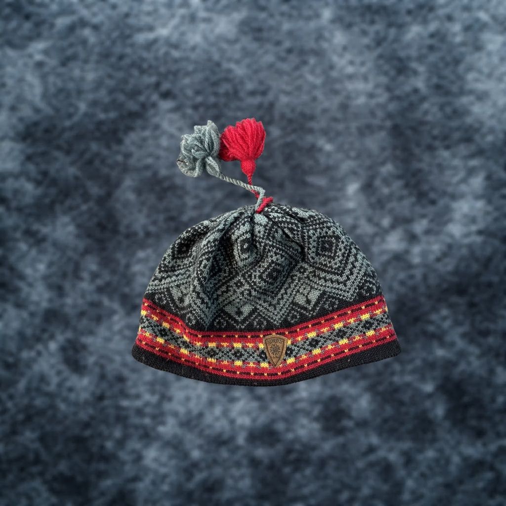 Vintage L.L. Bean Beanie Hat Wool Fleece Lined Tassel Fair Isle Nordic Winter Ski Women One Size Gray Size ONE SIZE - 1 Thumbnail
