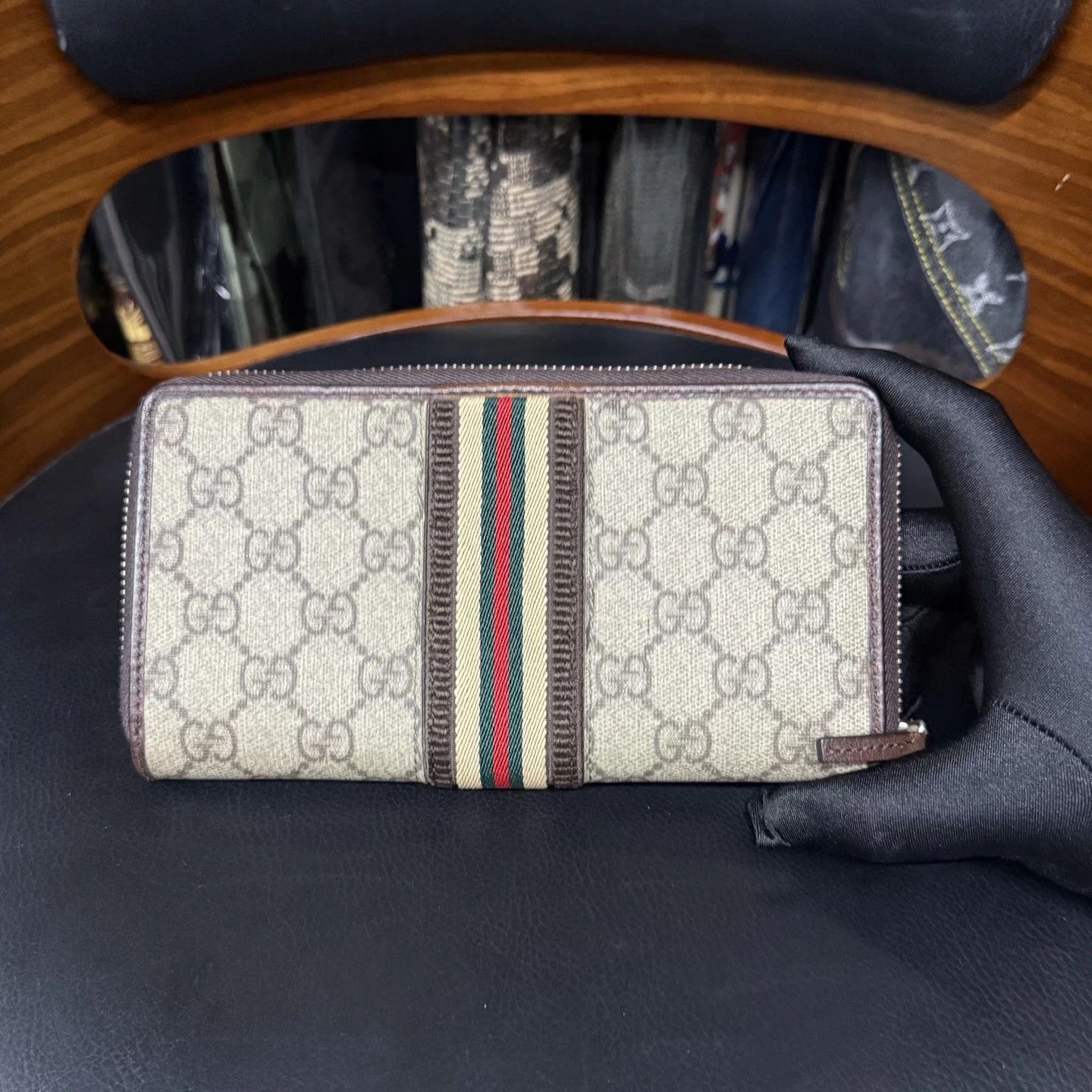 Gucci Gucci Web stripe all over print long wallet Size ONE SIZE - 2 Thumbnail