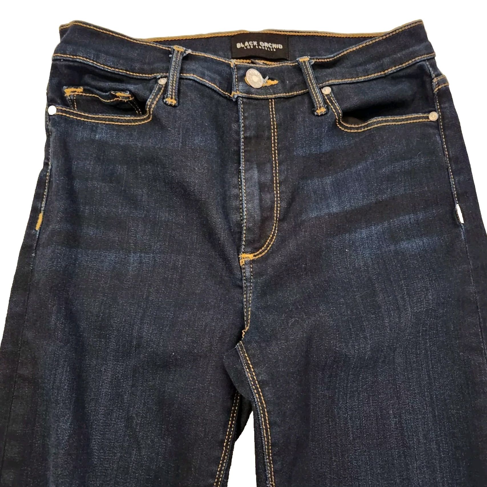 Denime Black Orchid Denim Women Jeans 28W Skinny Dark Wash Ankle Blue 26.75 Inseam Cropped Womens Size 28" / US 6 / IT 42 - 3 Thumbnail