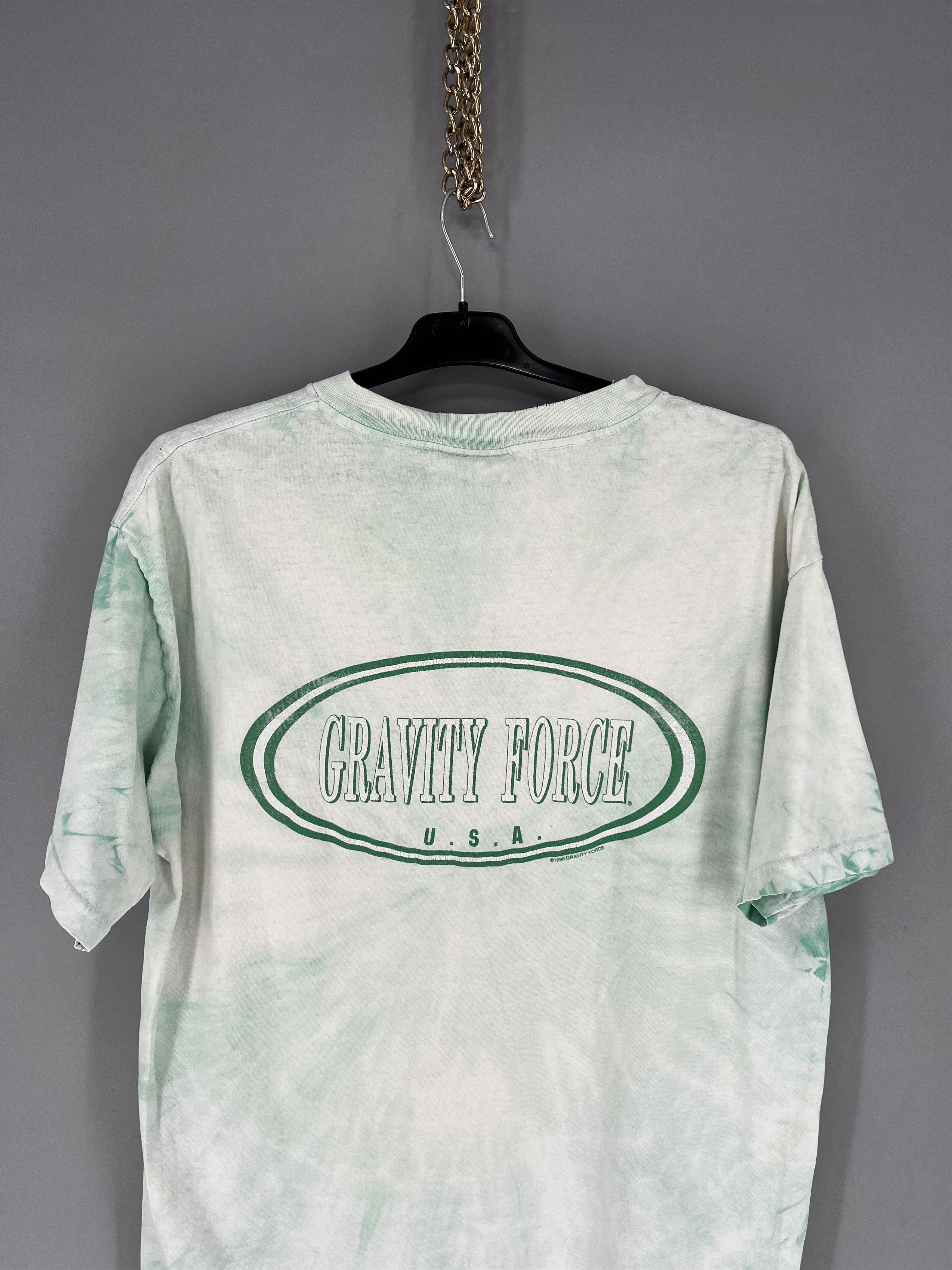 Vintage Vintage 90s Gravity Force Big Logo Full Print Tie-Dye Shirt Size US L / EU 52-54 / 3 - 15 Thumbnail