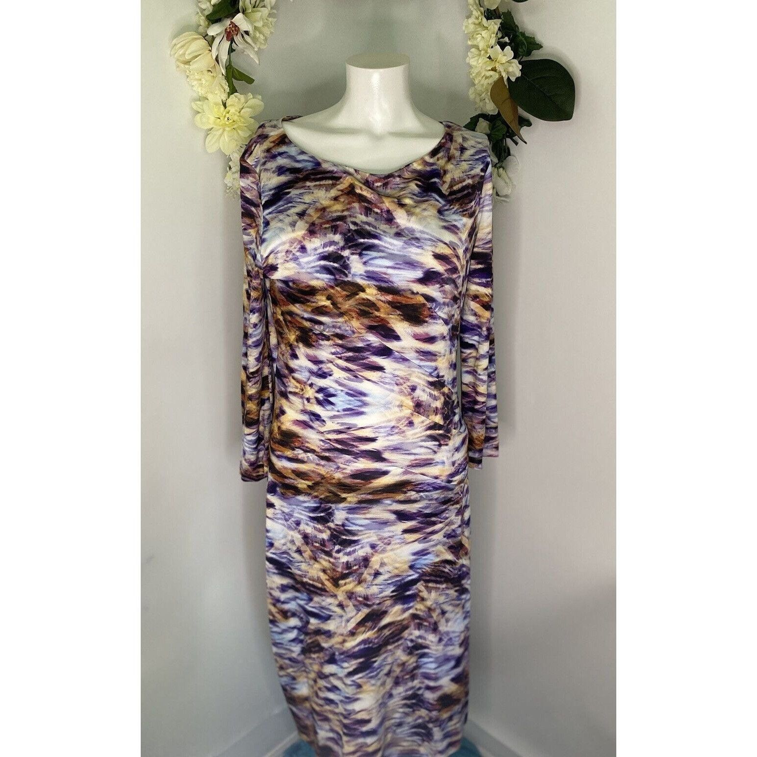 image of Escada Emylia Sheath Midi Dress Purple Multicolor Size 40 Sm, Women's