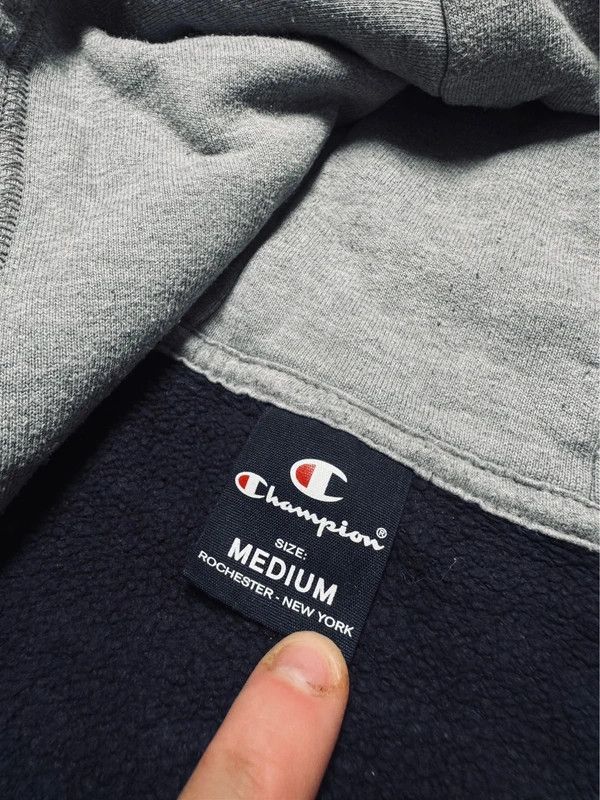 Champion Champion navy blue gray halfzip hoodie M Size US M / EU 48-50 / 2 - 4 Thumbnail