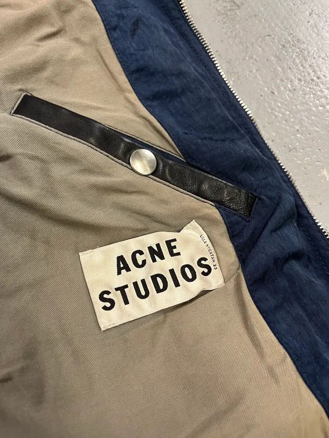 Acne Studios SS2013 Acne Studios Constrast Hybrid Leather & Nylon Navy Bomber Jacket Size US M / EU 48-50 / 2 - 10 Thumbnail