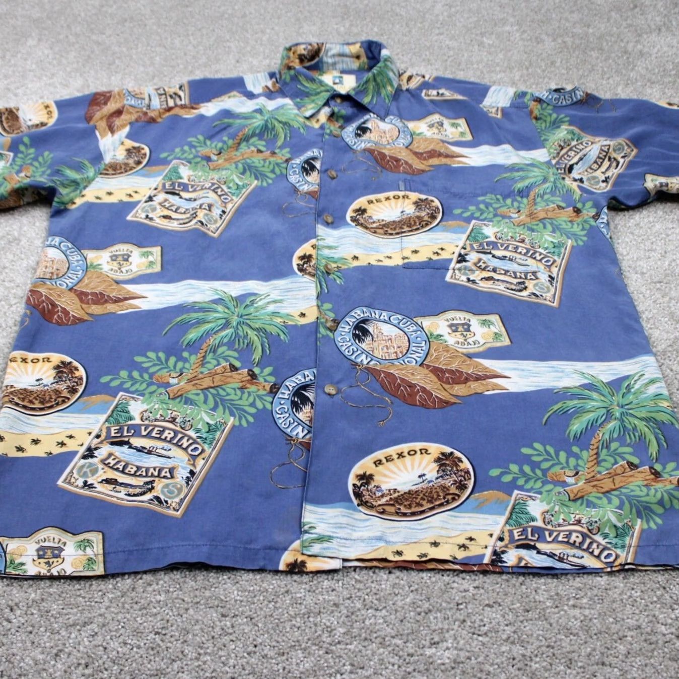 Vintage Kahala Mens Large Blue 100% Rayon AOP Hawaiian Shirt Button-Up Short Sleeve Reg XS? Wait, can't add info. Size US L / EU 52-54 / 3 - 2 Thumbnail