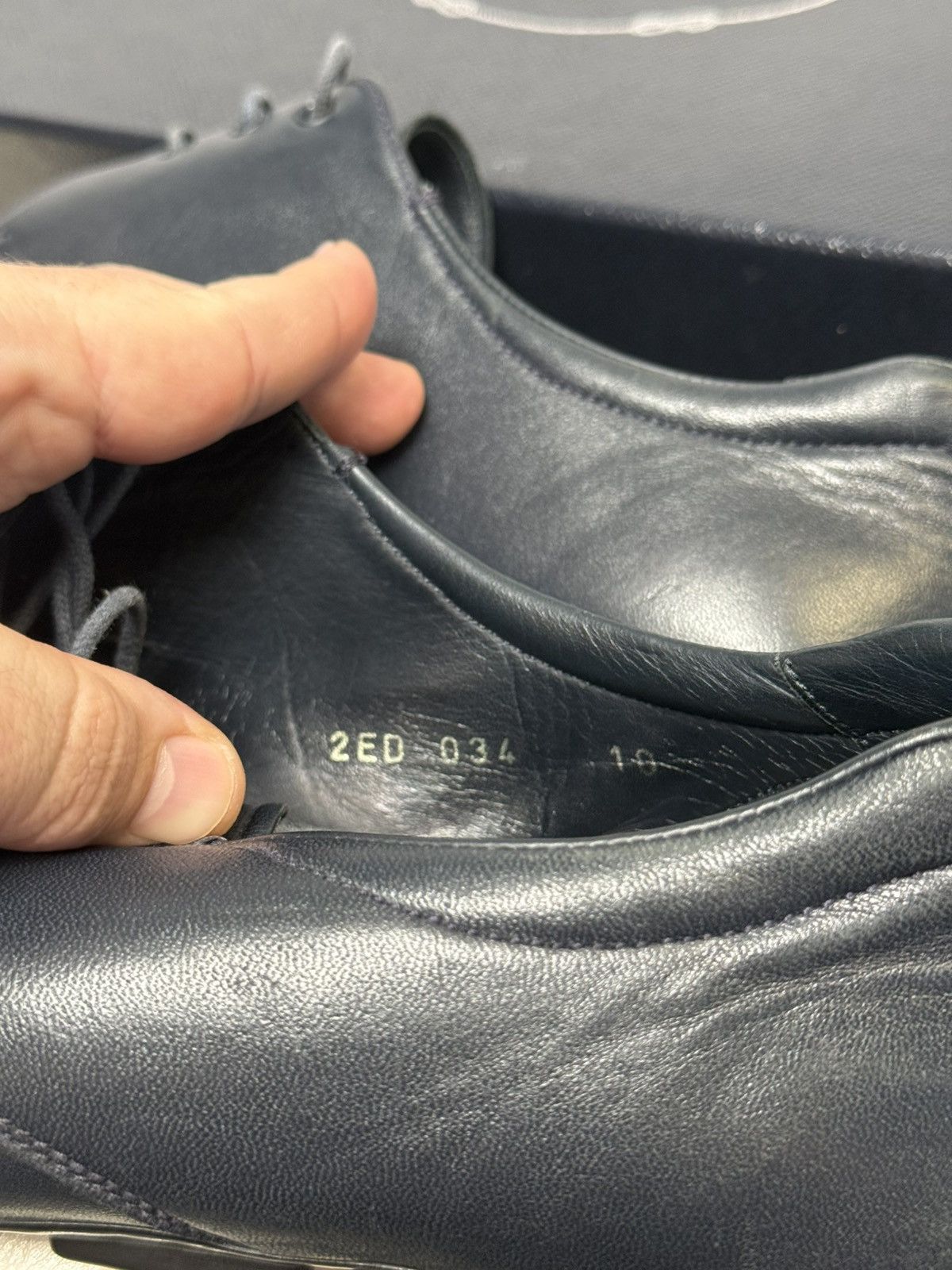 Prada PRADA Navy Leather Lace Up Men’s Shoes With Logo (2ED 034) Size US 11 / EU 44 - 22 Thumbnail