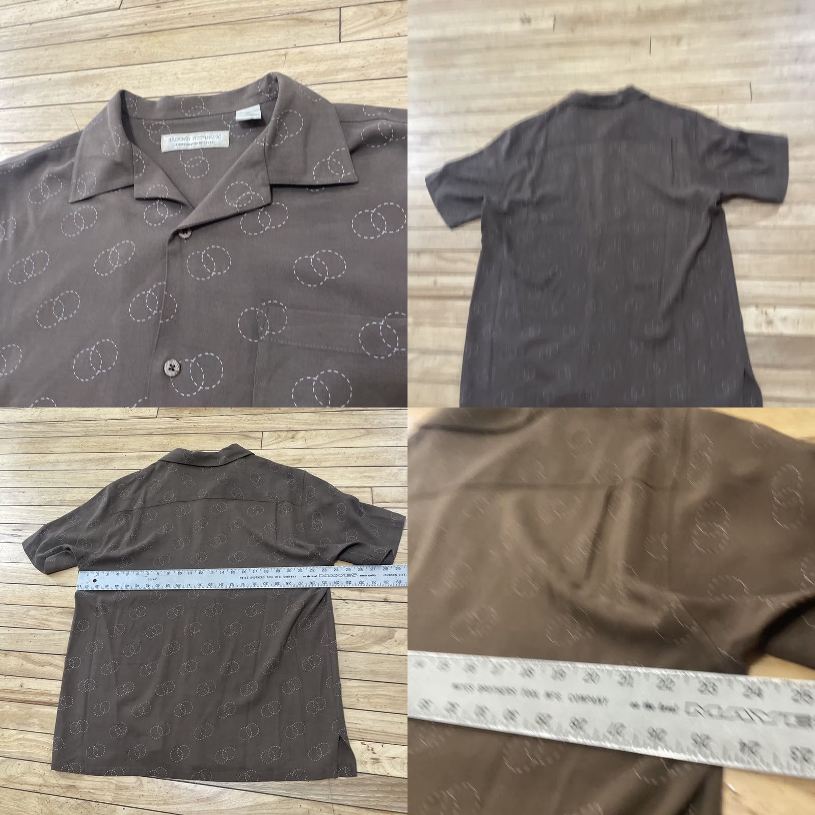 Vintage VINTAGE Island Republic Silk Button Shirt Men XL Relaxed Brown Western Geometry Circles Button-Up Collared Short Sleeve Western Theme Mens Size US XL / EU 56 / 4 - 10 Thumbnail