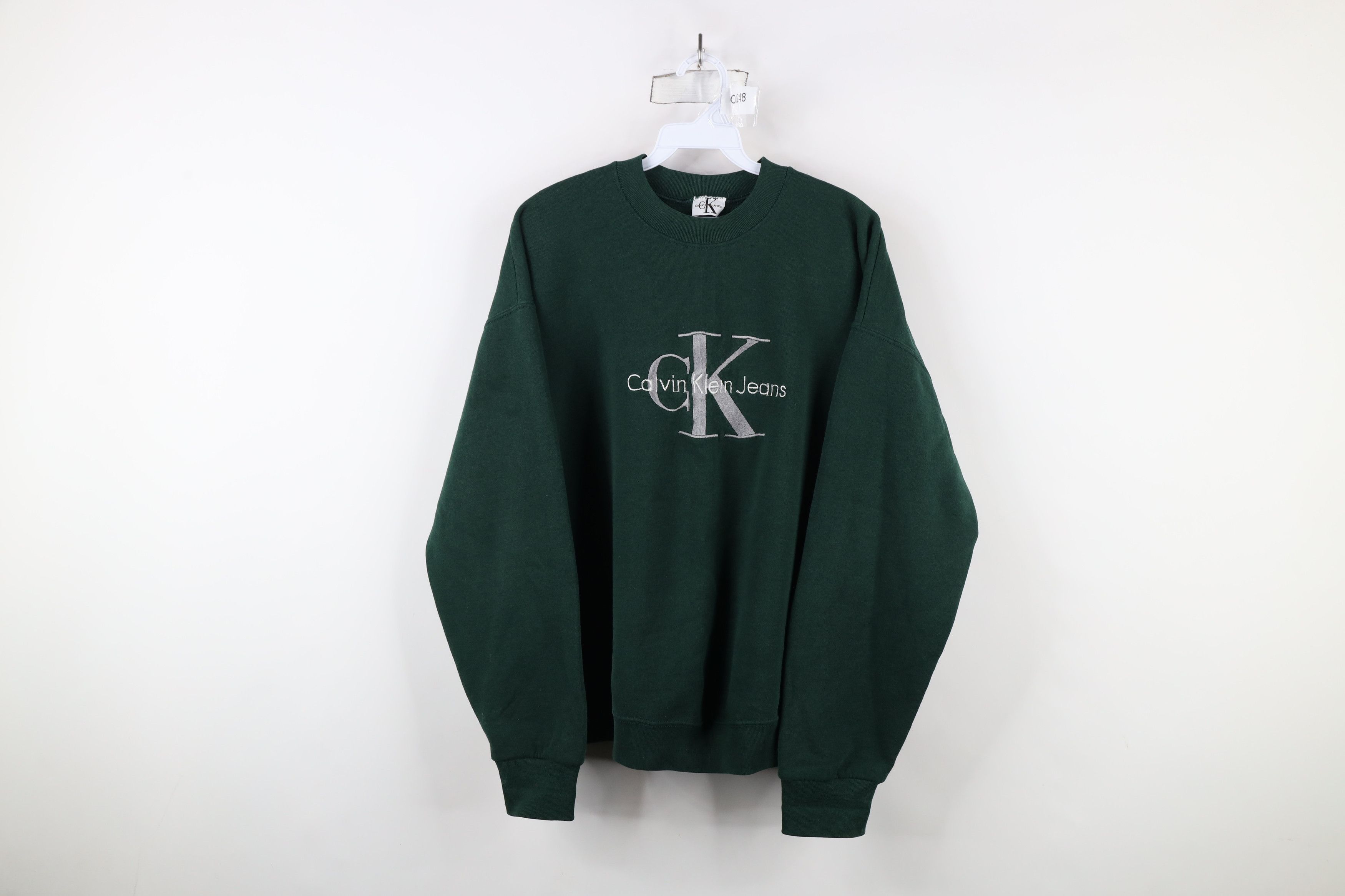 Calvin Klein × Vintage Vintage 90s Calvin Klein Jeans Spell Out Crewneck Sweatshirt Size US XL / EU 56 / 4 - 1 Thumbnail