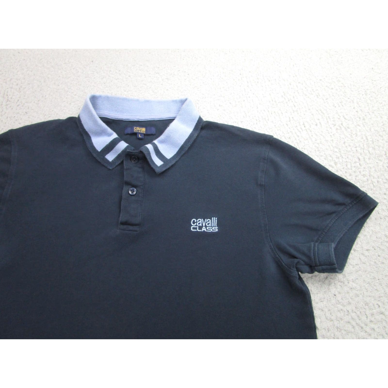 Cavalli Class Cavalli Class Polo Shirt Mens Large Navy Blue Contrast Collar Embroidered Logo Size US L / EU 52-54 / 3 - 2 Thumbnail