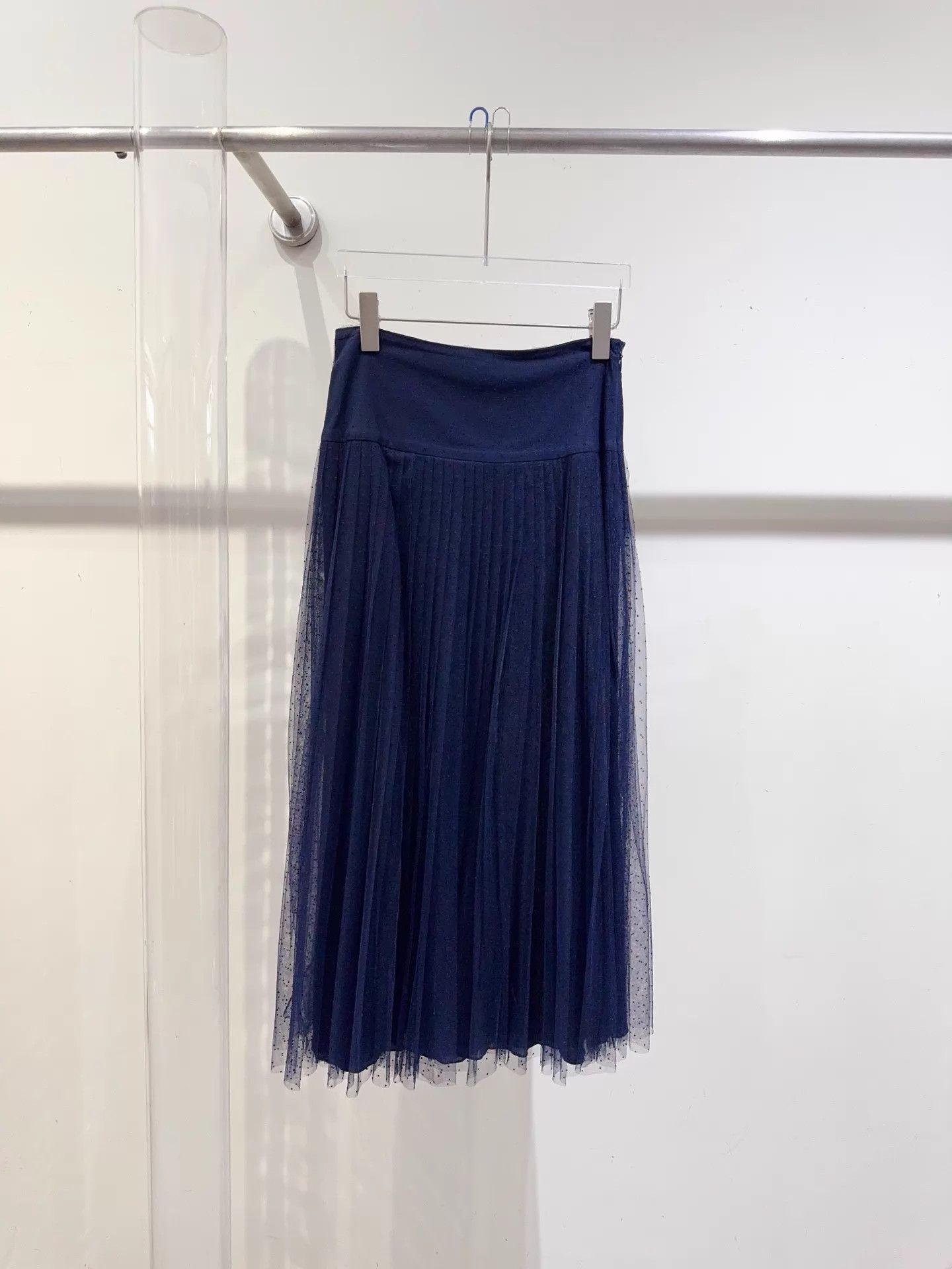 Dior Dior Navy Blue Polka Dot H-W Skirt F36 98 New Size 26" / US 2 / IT 38 - 1 Thumbnail