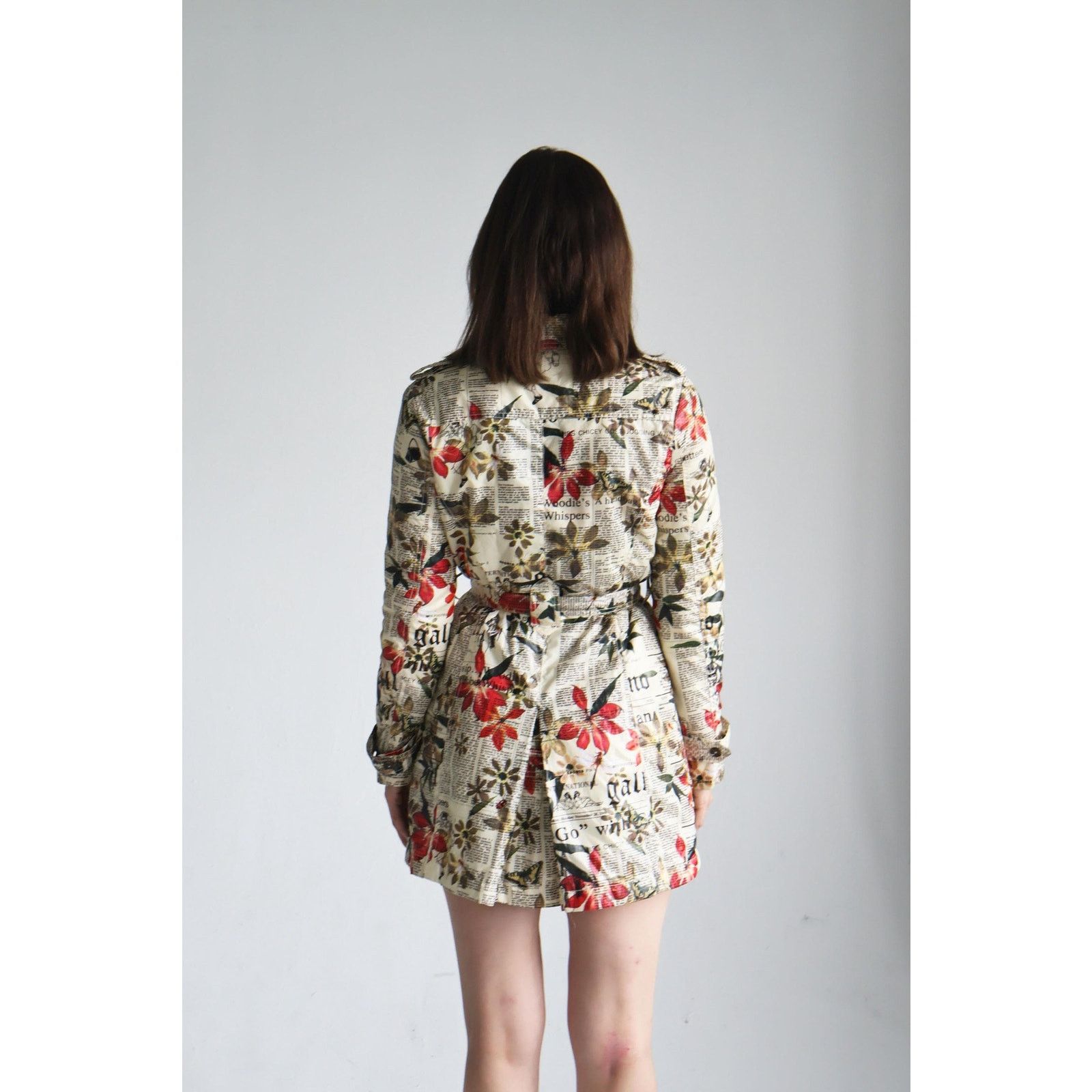 John Galliano John Galliano 2000s Gazette and Floral Print Trench Coat Size XS / US 0-2 / IT 36-38 - 8 Thumbnail