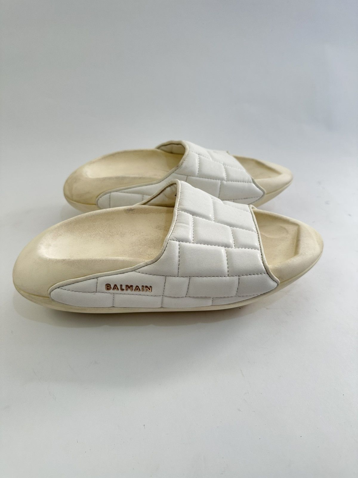 Balmain Balmain White ‘B-IT’ quilted slide Size 42 Size US 9 / EU 42 - 1 Thumbnail