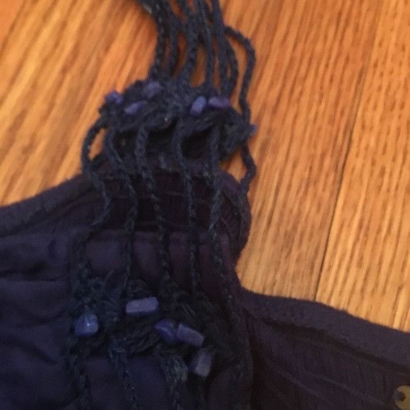 Free People Free People Navy Beaded Stone Cut out Dress Size L / US 10 / IT 46 - 5 Thumbnail