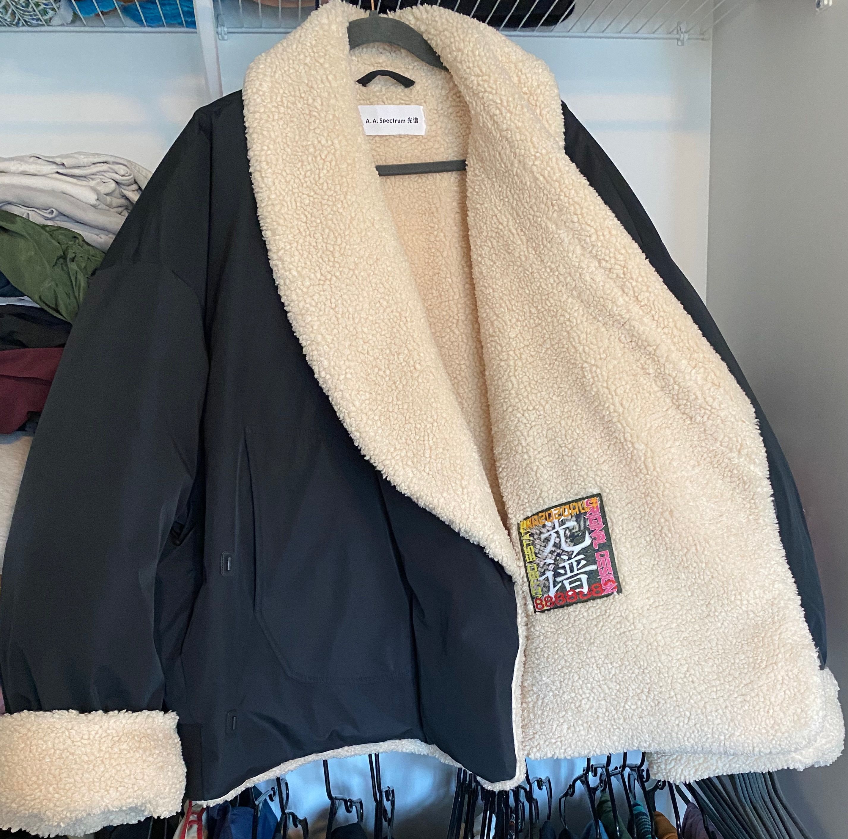 A. A. Spectrum SSENSE Exclusive Black Down Mongolian Fleece Jacket Size US L / EU 52-54 / 3 - 7 Thumbnail