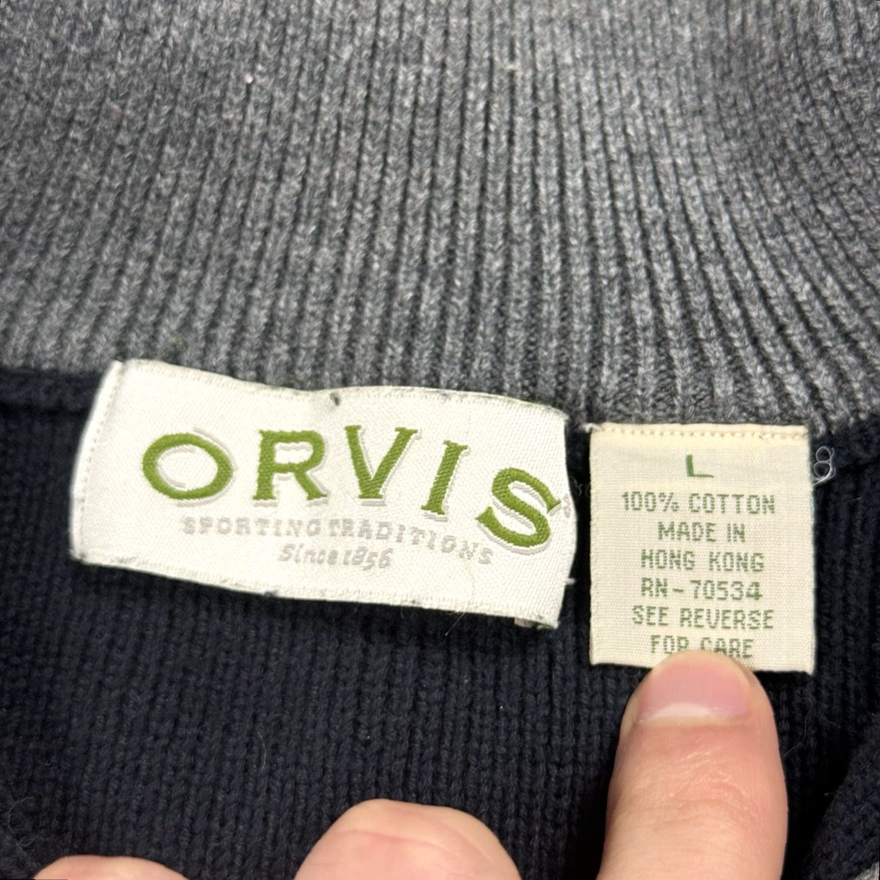 Orvis VINTAGE ORVIS 1/4 ZIP SWEATER MEN'S L BLUE RIBBED COTTON FISHING 80s 90s Size US L / EU 52-54 / 3 - 4 Thumbnail