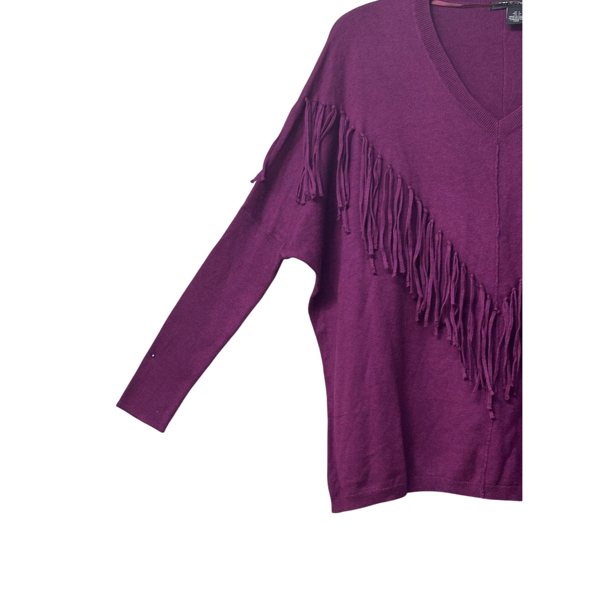 Other DKNY Fringe Embellished V-neckline Dolman Sweater, Purple, S Size S / US 4 / IT 40 - 5 Thumbnail
