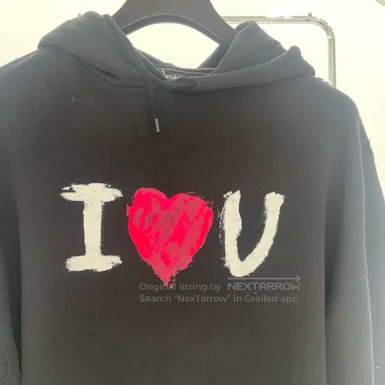 Balenciaga Balenciaga Letter love black destroyed hoodie Size US M / EU 48-50 / 2 - 3 Thumbnail