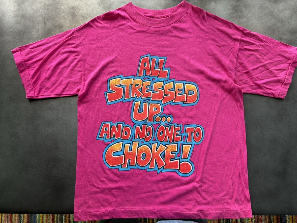 Vintage 1980s Vintage Boomer Tee 70s 80s Text Edgy Joke Stress Pink Size US XL / EU 56 / 4 - 8 Thumbnail