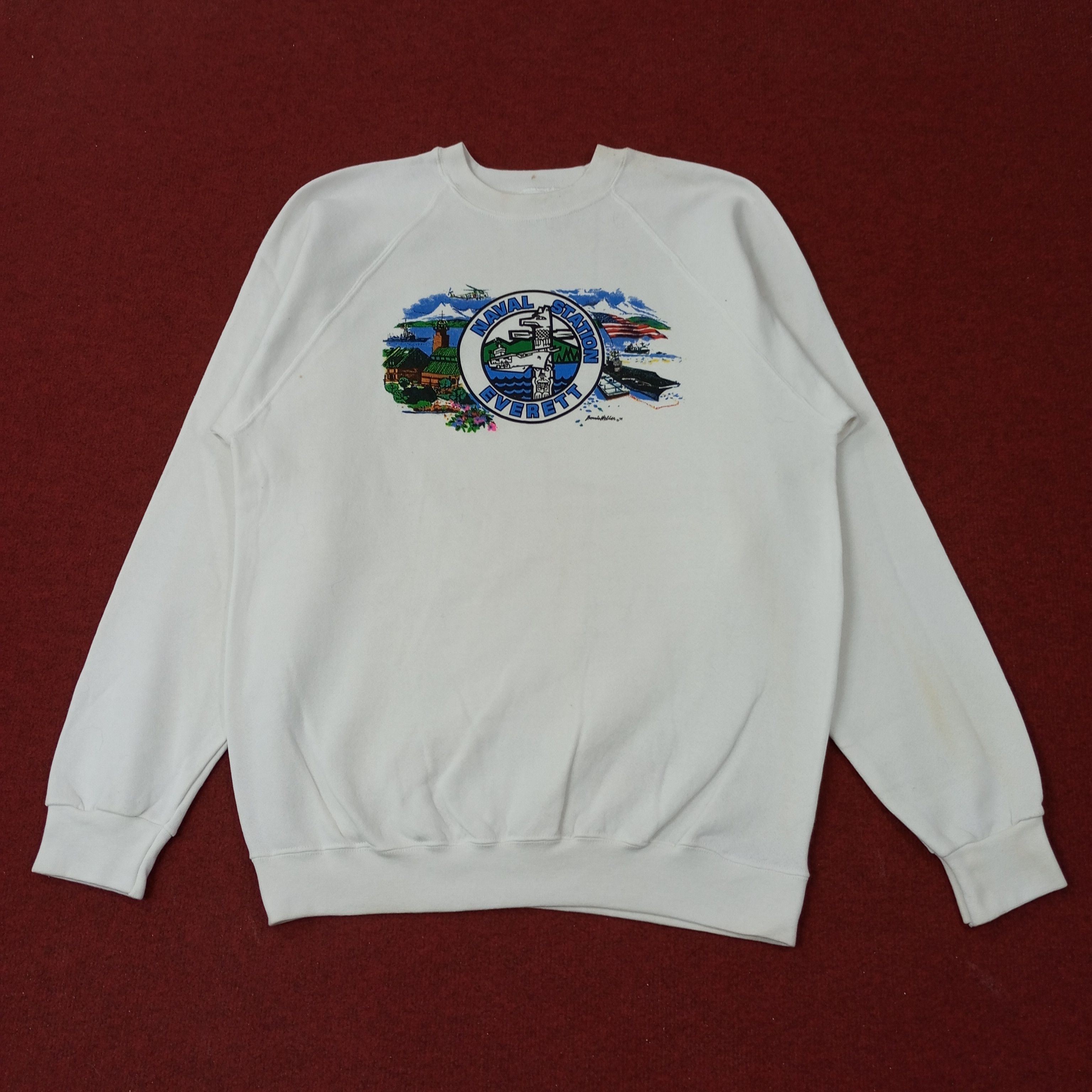 Vintage Naval Station Everett Vintage Sweatshirt c227n19 Size US M / EU 48-50 / 2 - 1 Thumbnail