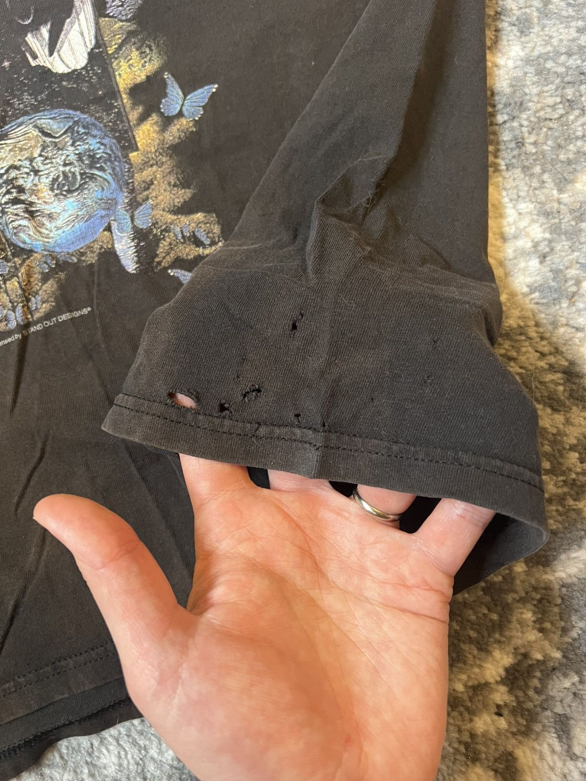 Vintage THRASHED Vintage Eagle Butterfly American shirt - black - L Size US L / EU 52-54 / 3 - 10 Thumbnail