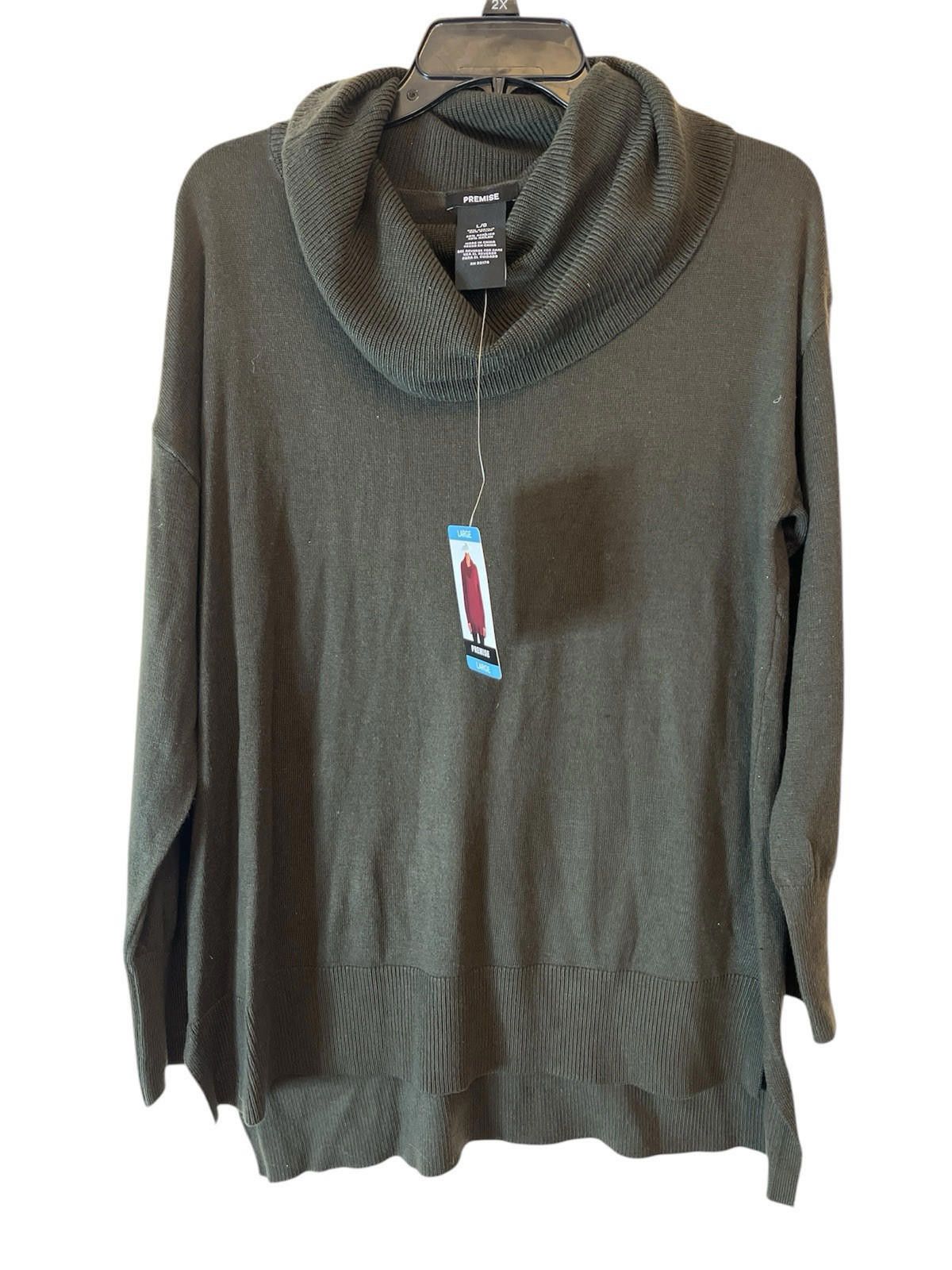 Broken Promises Co. Premise Dark Olive Green Ribbed Long Sleeve Turtle Neck L Size L / US 10 / IT 46 - 1 Thumbnail