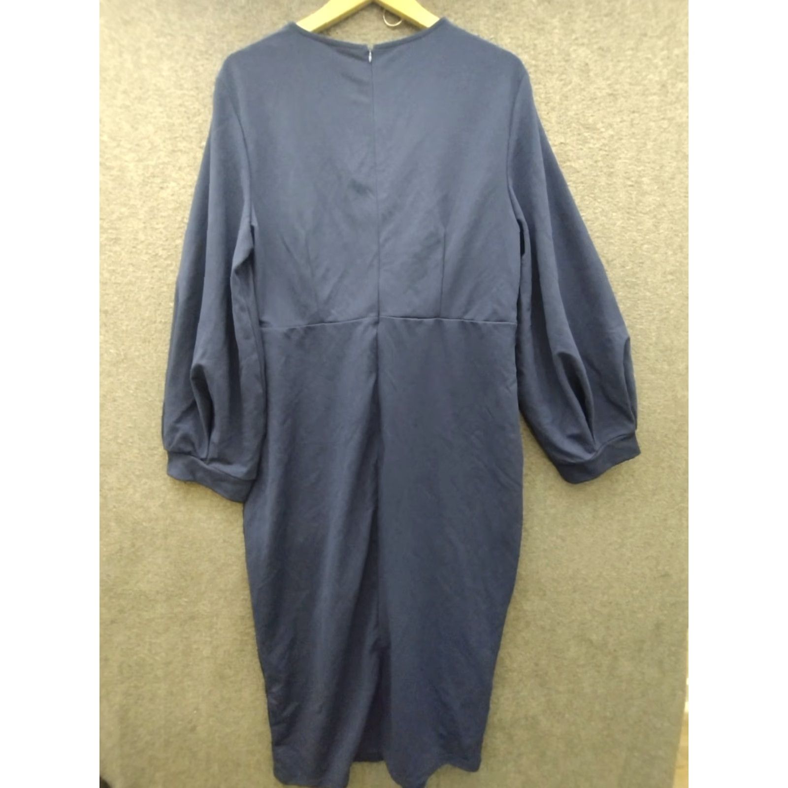 Vintage Women's Sheath Dress 2XL Navy Blue V-Neck 3/4 Sleeve Casual Size XXL / US 16-18 / IT 52-54 - 2 Thumbnail