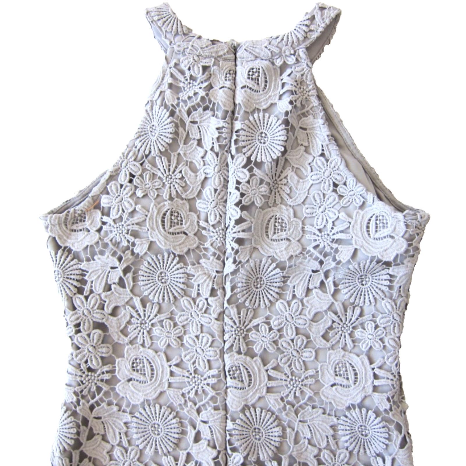 Lulus Lulus Grey Crochet Knit High Neck Sleeveless Bodycon A-Line Halter Dress Medium Size M / US 6-8 / IT 42-44 - 6 Thumbnail