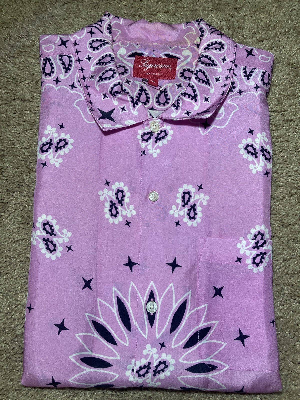 Supreme Silk Bandana SS21 Supreme Silk Pink Bandana Button Up