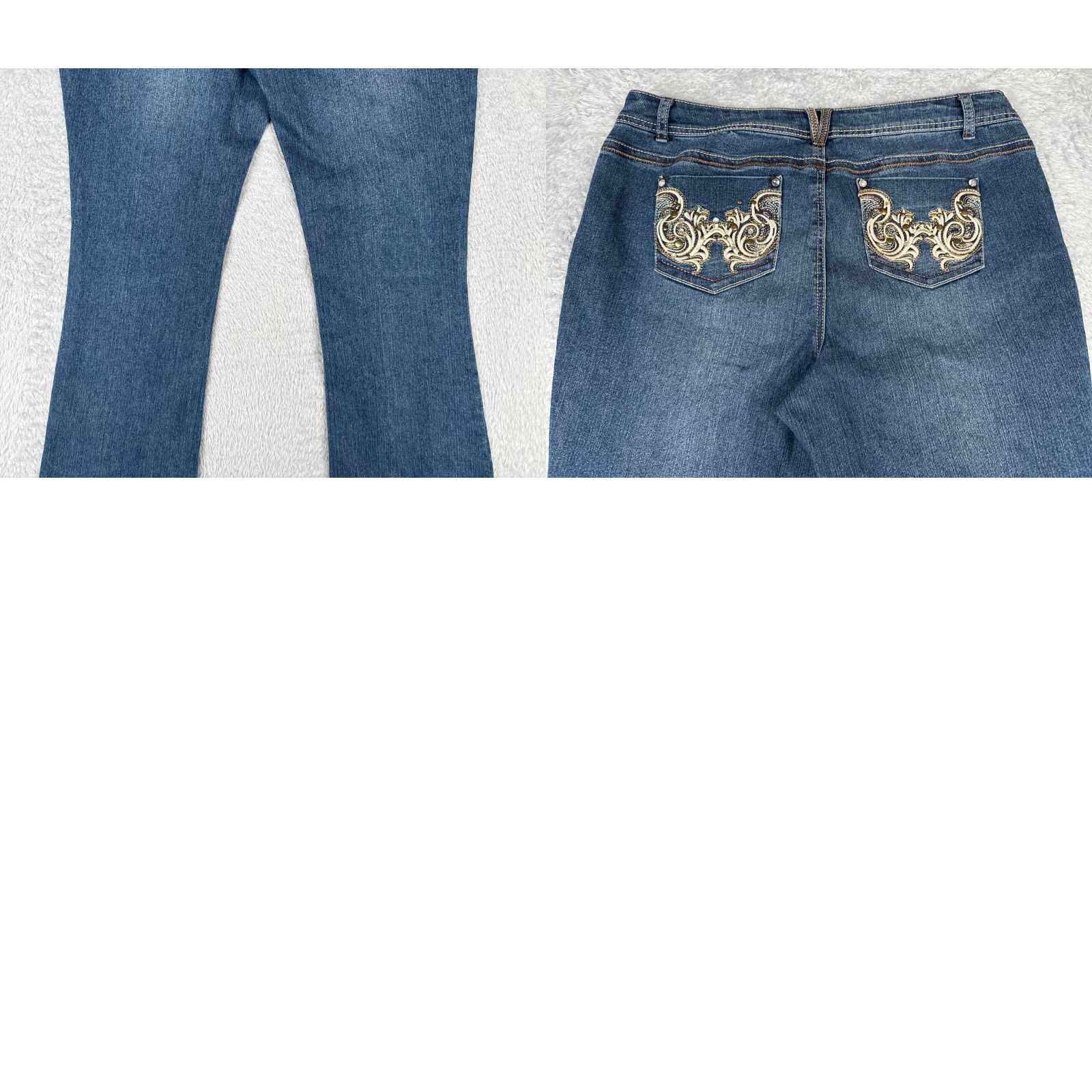 Denime Roz & Ali Jeans Women 16 Blue Denim Bootcut Mid Rise 35x30 Size 38" / US 16 / IT 52 - 10 Thumbnail