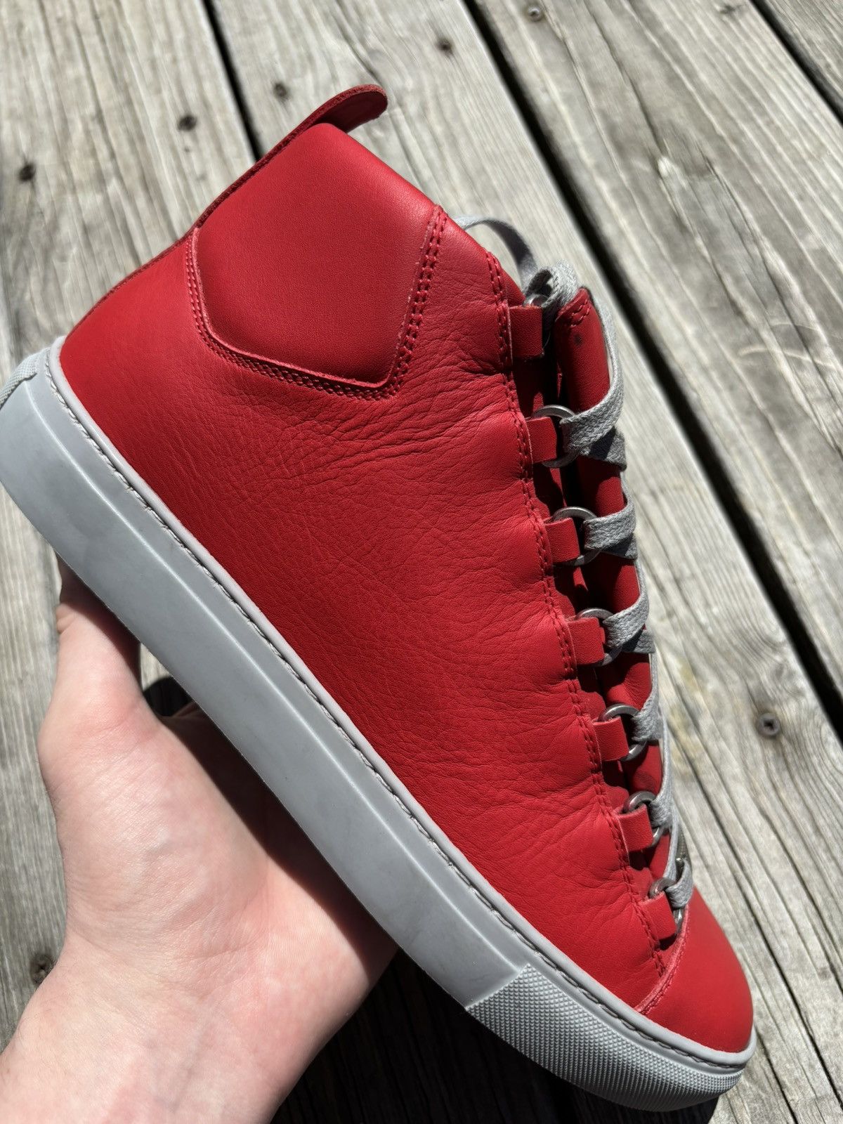 Balenciaga Arena High Red Leather Shoes, Men's (Size 9.5)