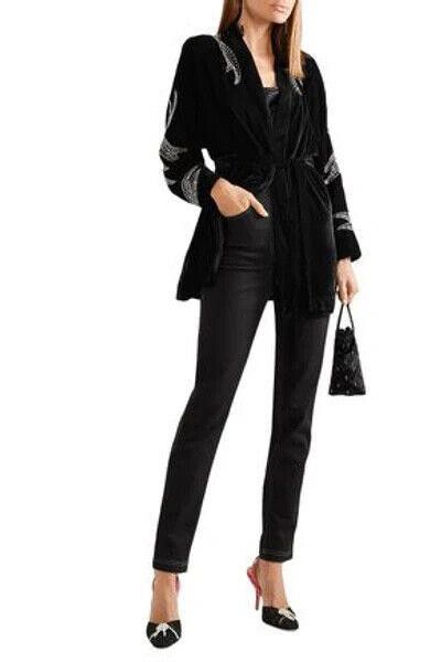 Designer Dodo Bar Or Women 42 Black Corinne Velvet Kimono Jacket Coat Size M / US 6-8 / IT 42-44 - 1 Thumbnail