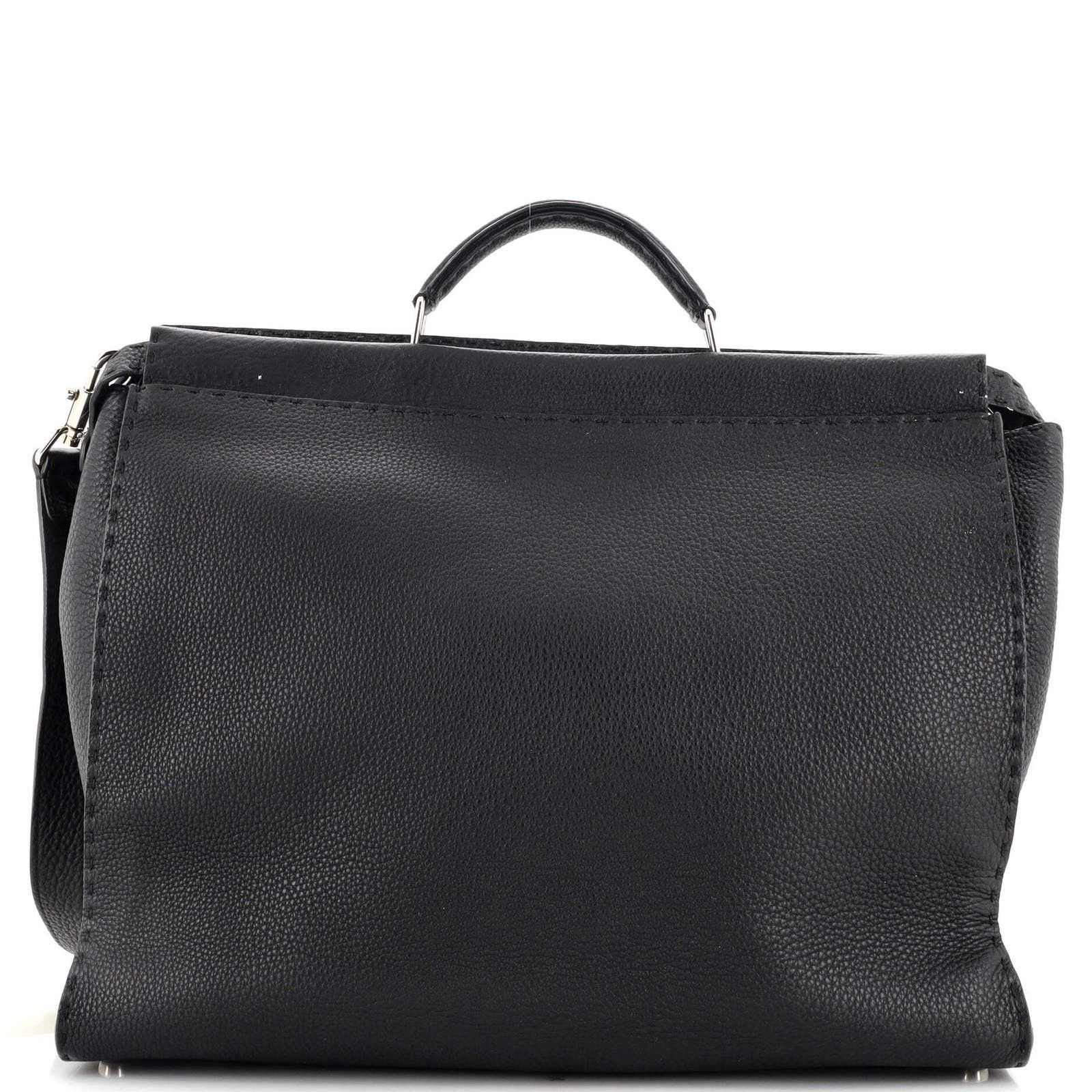 image of Fendi Monster Selleria Peekaboo Fit Bag Leather Large in Black, Women's