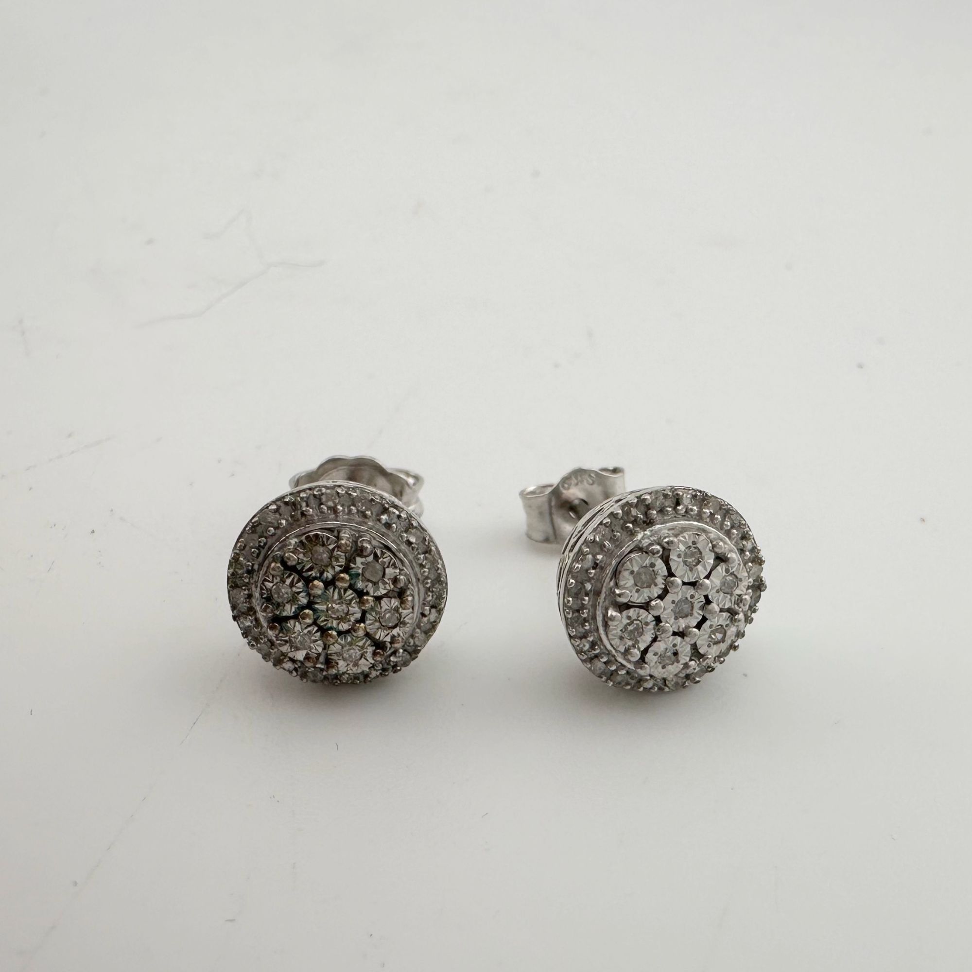 Other Natural Diamond Halo Stud Earrings in Sterling Silver Size ONE SIZE - 13 Thumbnail