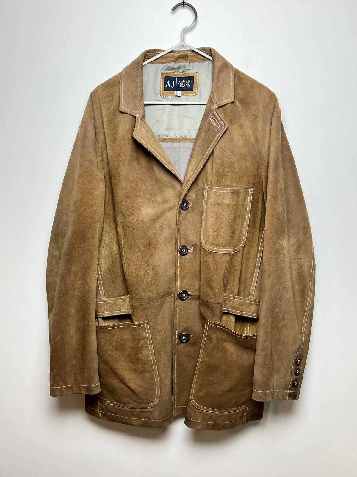 Giorgio Armani armani y2k archive chore work leather jacket Size US L / EU 52-54 / 3 - 1 Thumbnail