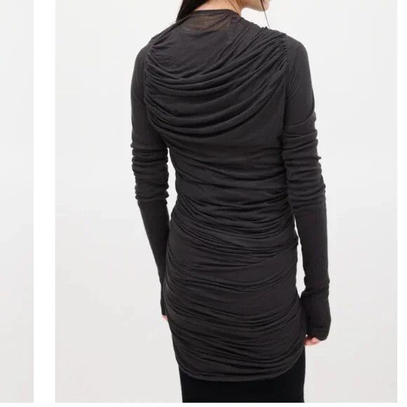 Rick Owens Lilies Rick Owens LILIES Black Ruched Zip-Front Longline Jacket Size M / US 6-8 / IT 42-44 - 8 Thumbnail