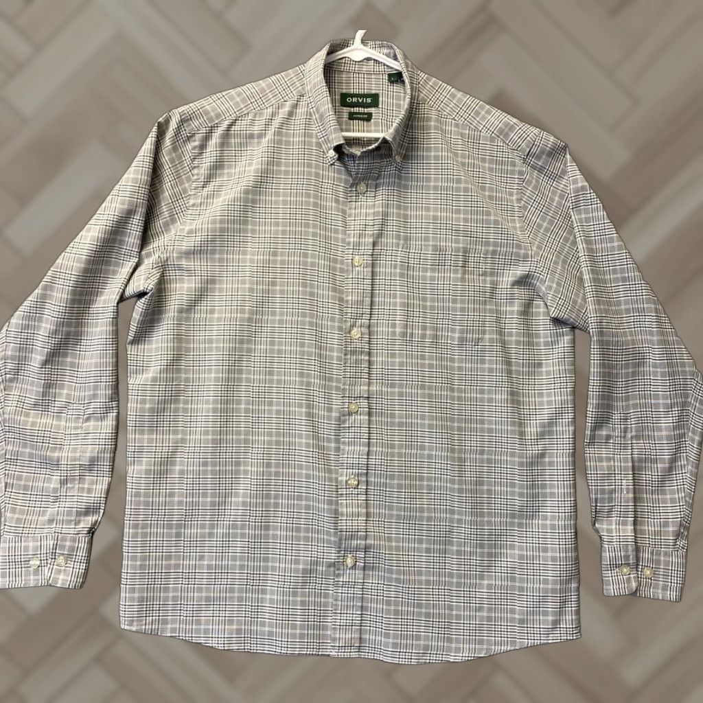 Orvis VINTAGE? No — ORVIS Active Fit Shirt Men L Gray Plaid Button-Up Short Sleeve Lightweight 101-28 Mens Size US L / EU 52-54 / 3 - 1 Thumbnail